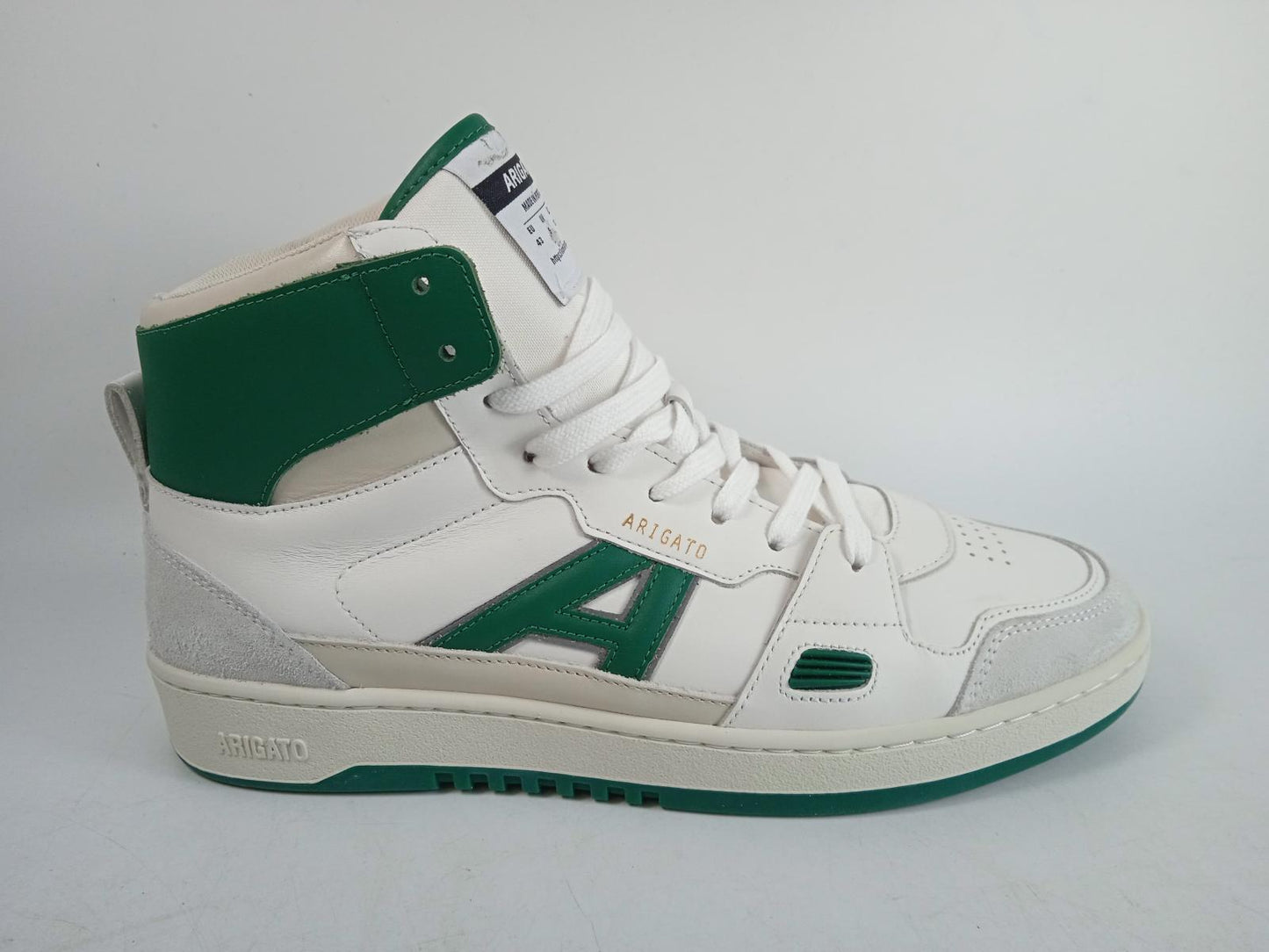 AXEL ARIGATO Men's White & Green Leather A-Dice Hi Trainers UK8 RRP225 NEW