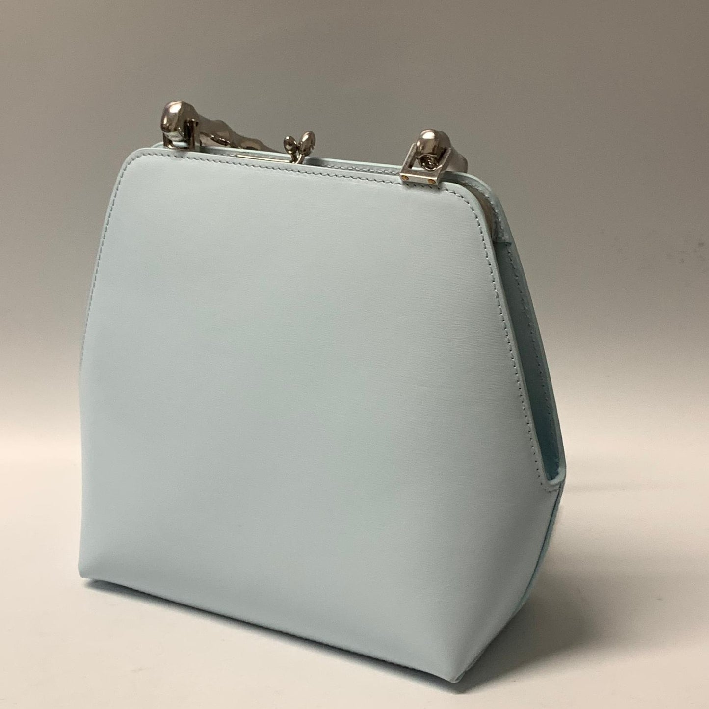JIL SANDER Blue Mini Goji Silver Bamboo Handle Leather Tote Handbag NEW RRP 1480