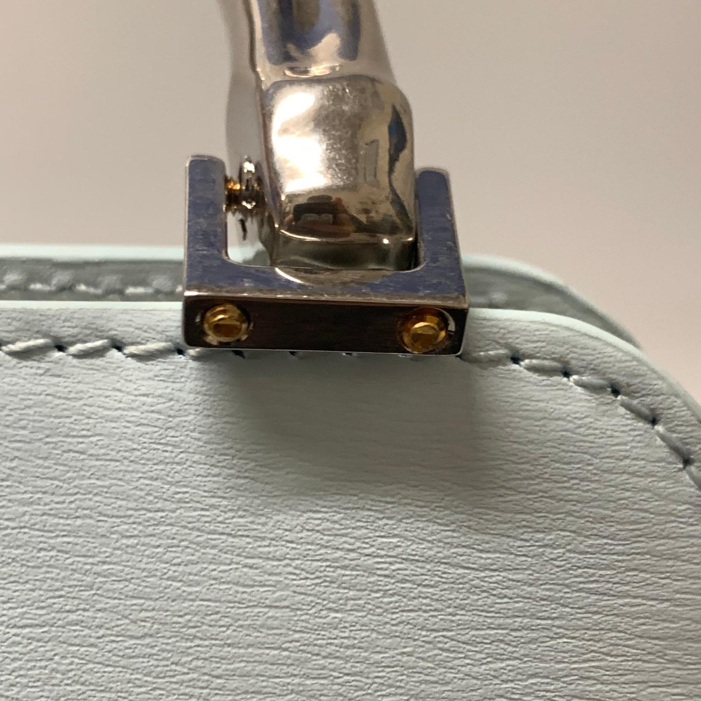 JIL SANDER Blue Mini Goji Silver Bamboo Handle Leather Tote Handbag NEW RRP 1480