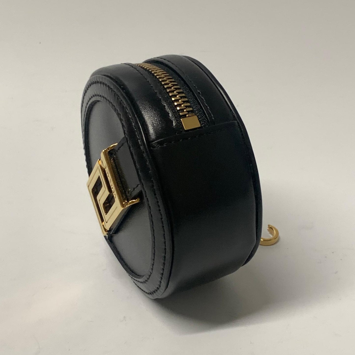 VERSACE Black Coin Purse Gold Hardware Mini Keyring Attachment NEW RRP 370