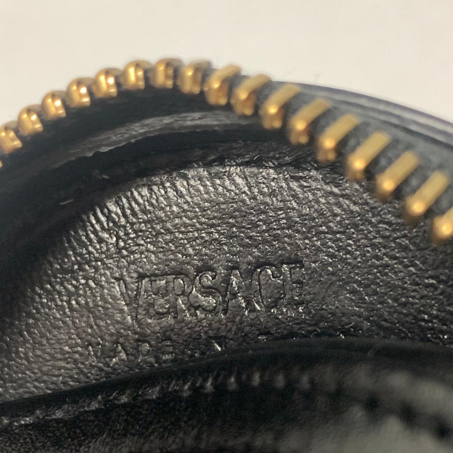 VERSACE Black Coin Purse Gold Hardware Mini Keyring Attachment NEW RRP 370