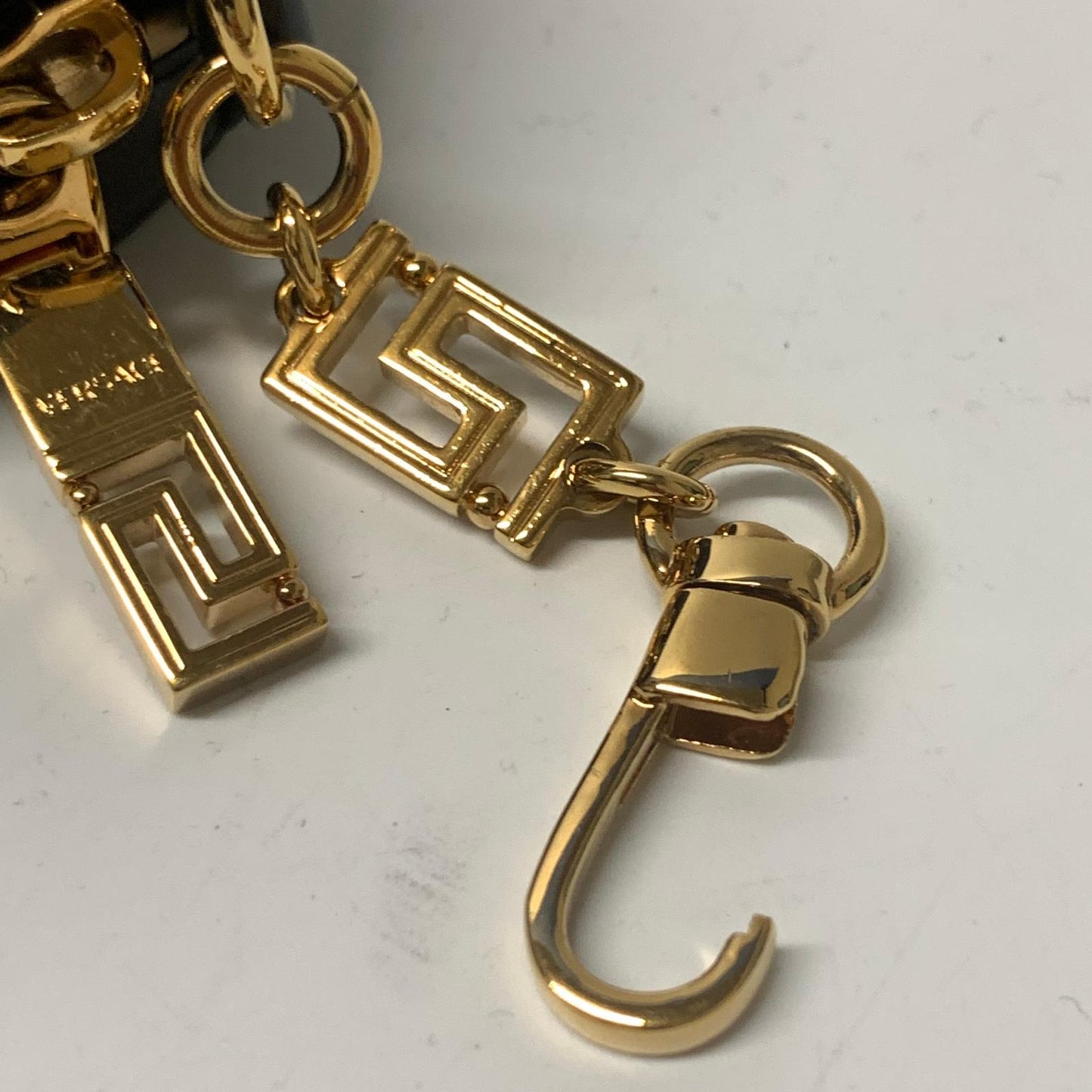VERSACE Black Coin Purse Gold Hardware Mini Keyring Attachment NEW RRP 370