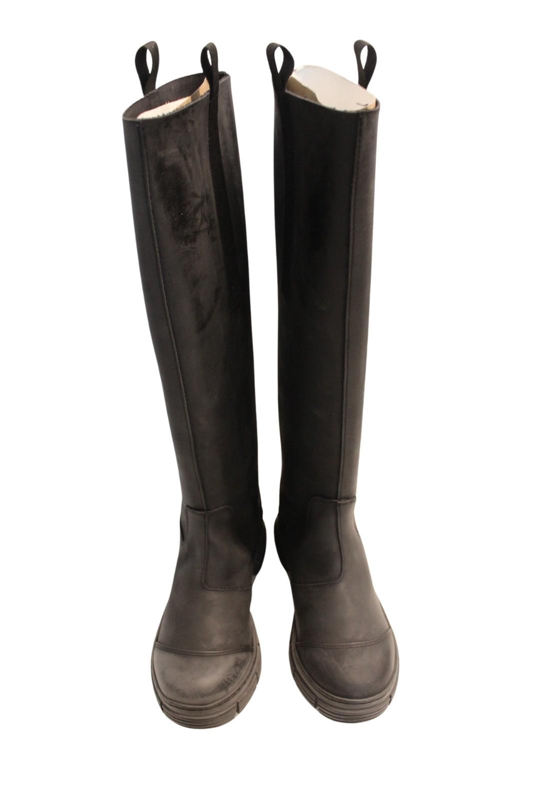 GANNI Ladies S1913 Black Recycled Rubber Country Knee Boots EU37 UK4 NEW RRP225