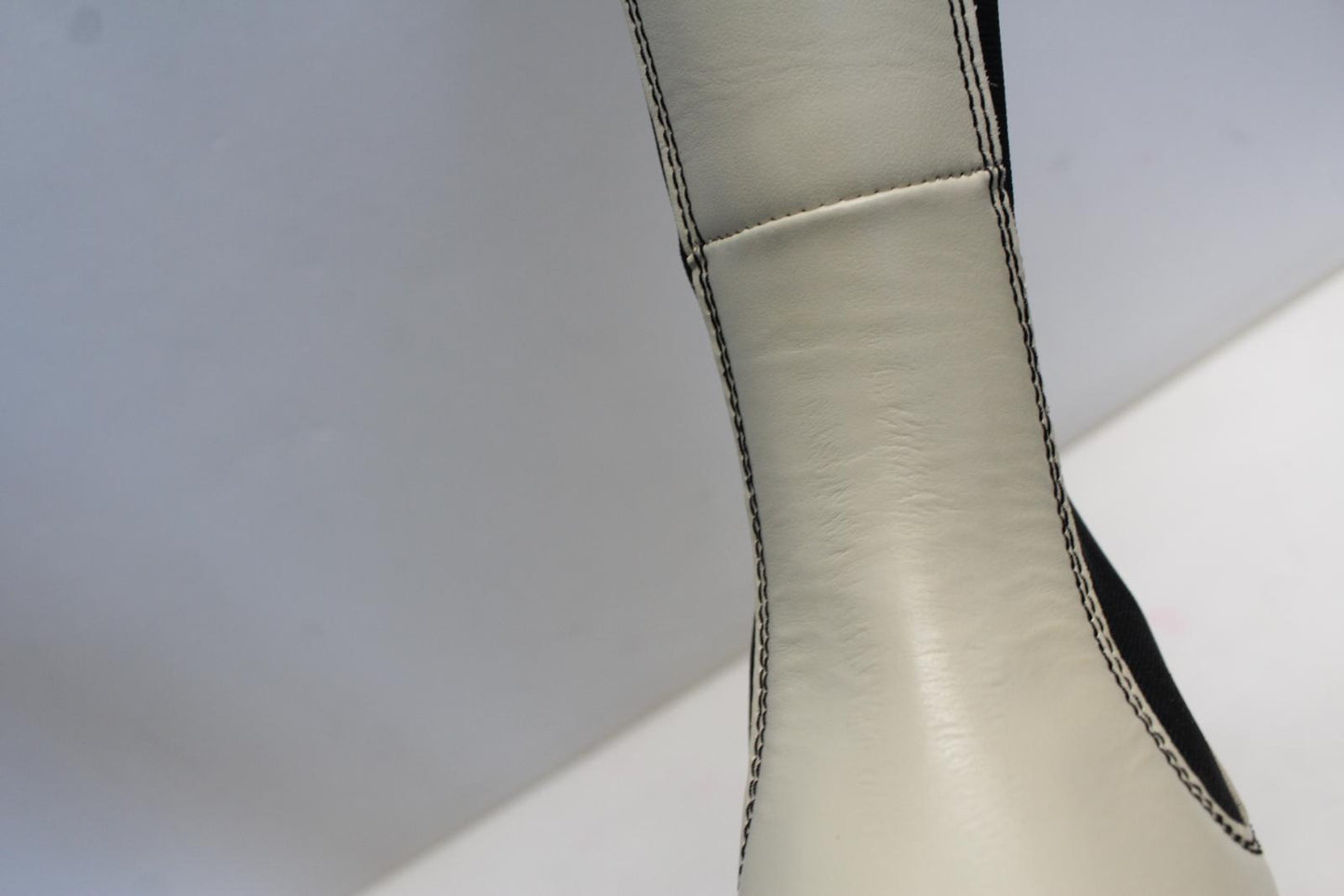 GANNI Ladies S1622 Oyster Grey Black Knee High Leather Boots EU37 UK4 NEW RRP355