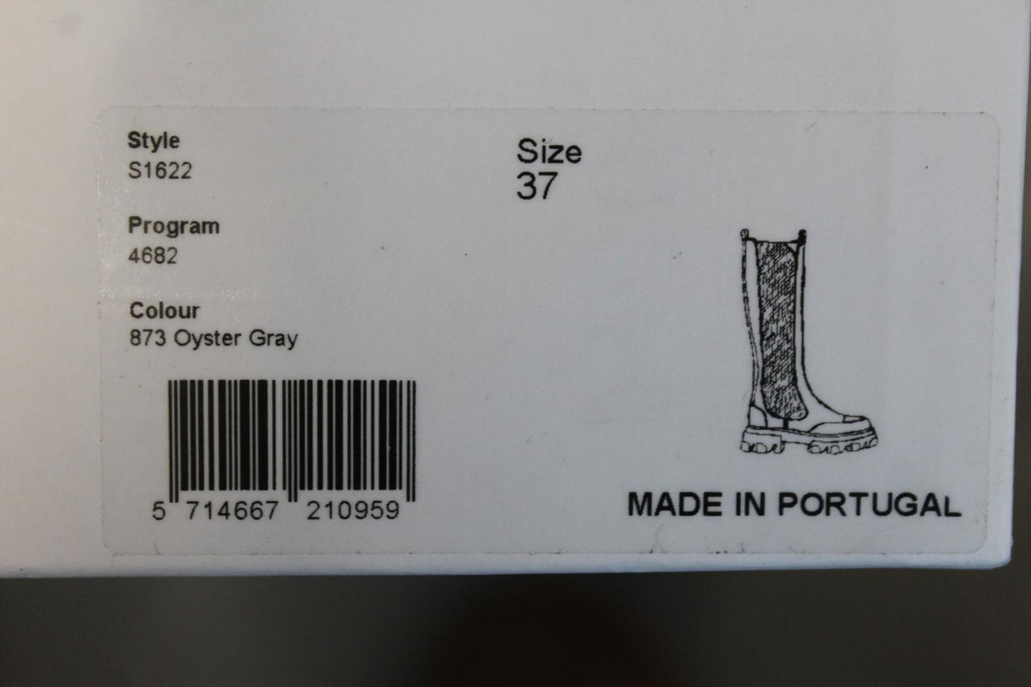GANNI Ladies S1622 Oyster Grey Black Knee High Leather Boots EU37 UK4 NEW RRP355