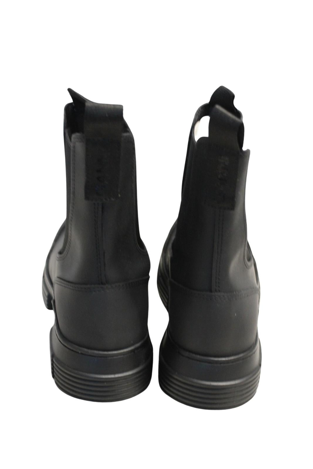 GANNI Ladies S1526 Black Recycled Rubber City Chelsea Boots EU39 UK6 NEW RRP195