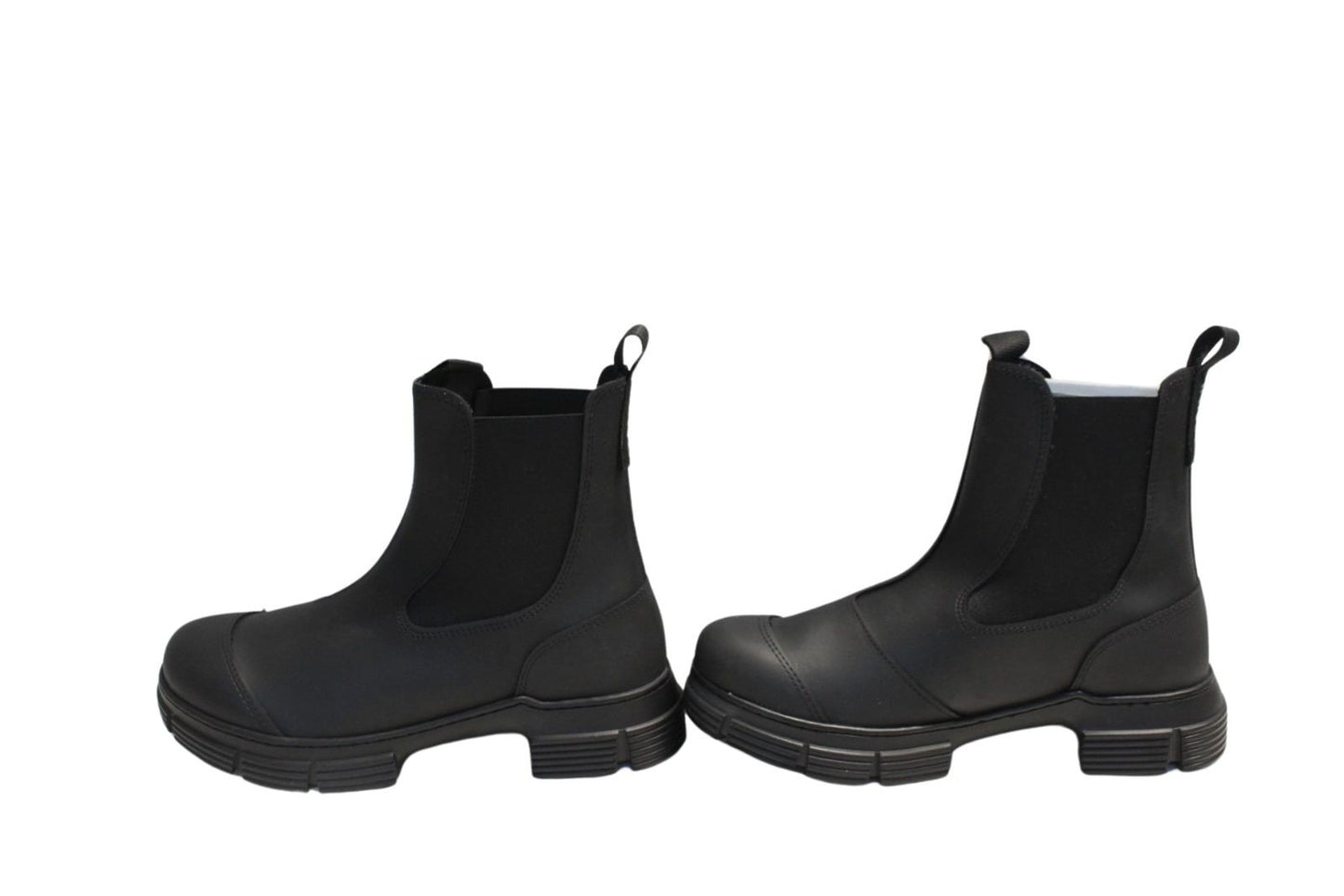 GANNI Ladies S1526 Black Recycled Rubber City Chelsea Boots EU39 UK6 NEW RRP195