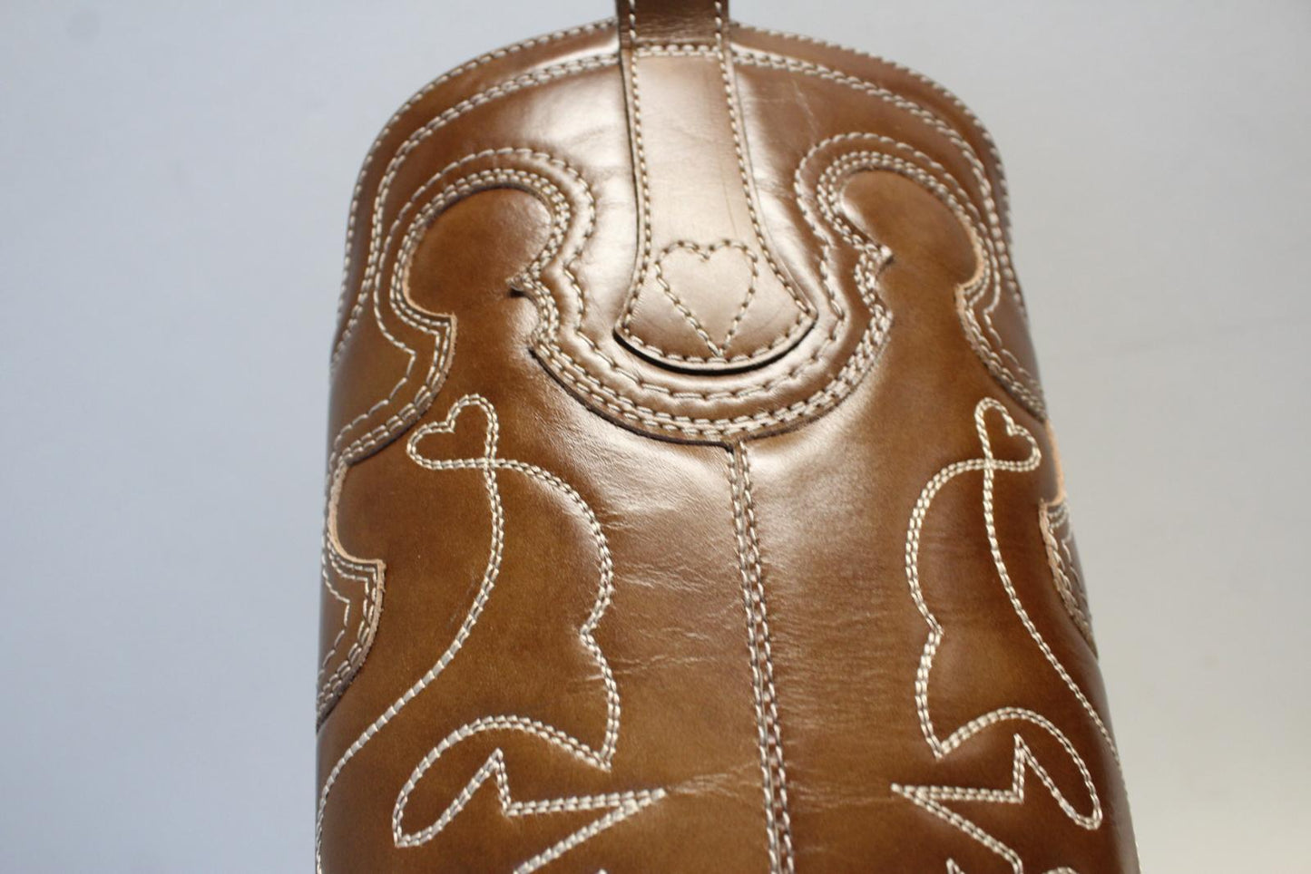 GANNI Ladies Tiger Eye Brown Leather Knee High Western Boots EU37 UK4 NEW RRP625