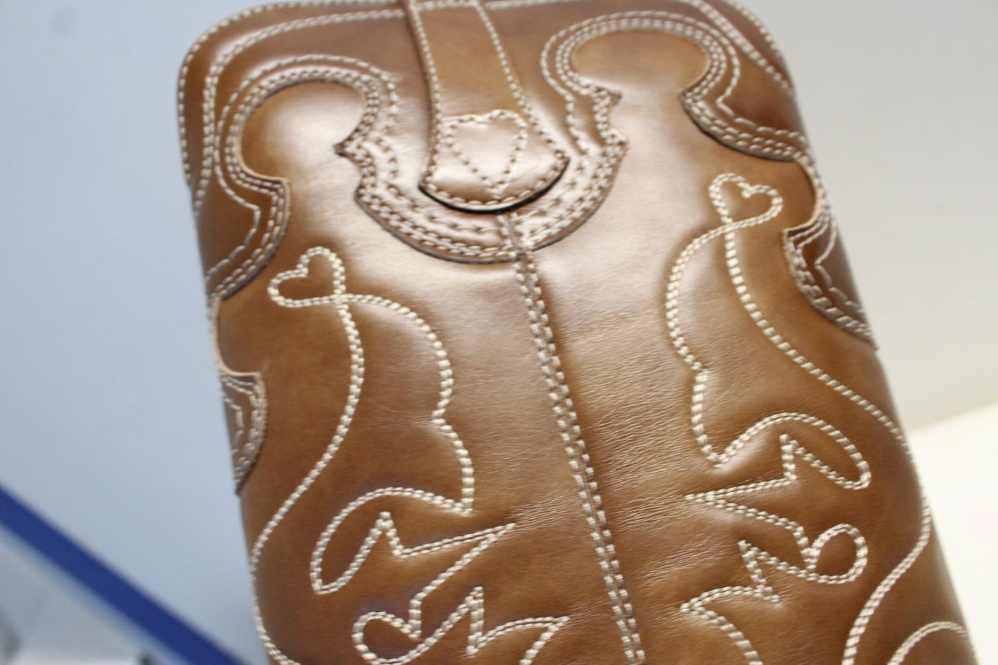 GANNI Ladies Tiger Eye Brown Leather Knee High Western Boots EU37 UK4 NEW RRP625