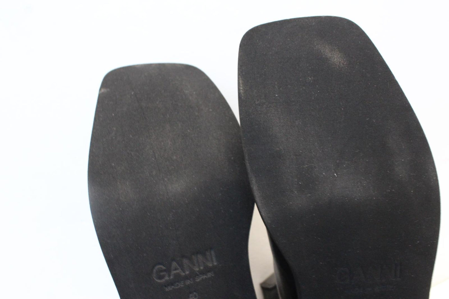 GANNI Ladies s1905 Black Leather Square Toe Chelsea Boots EU40 UK7 NEW RRP355