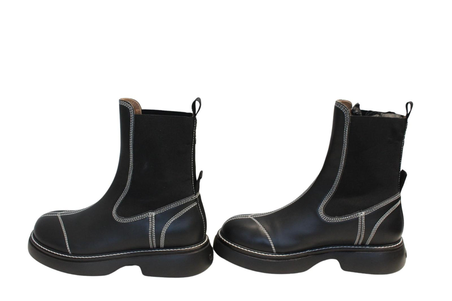 GANNI Ladies S2083 Black Everyday Faux Leather Mid Chelsea Boots UK6 NEW RRP370