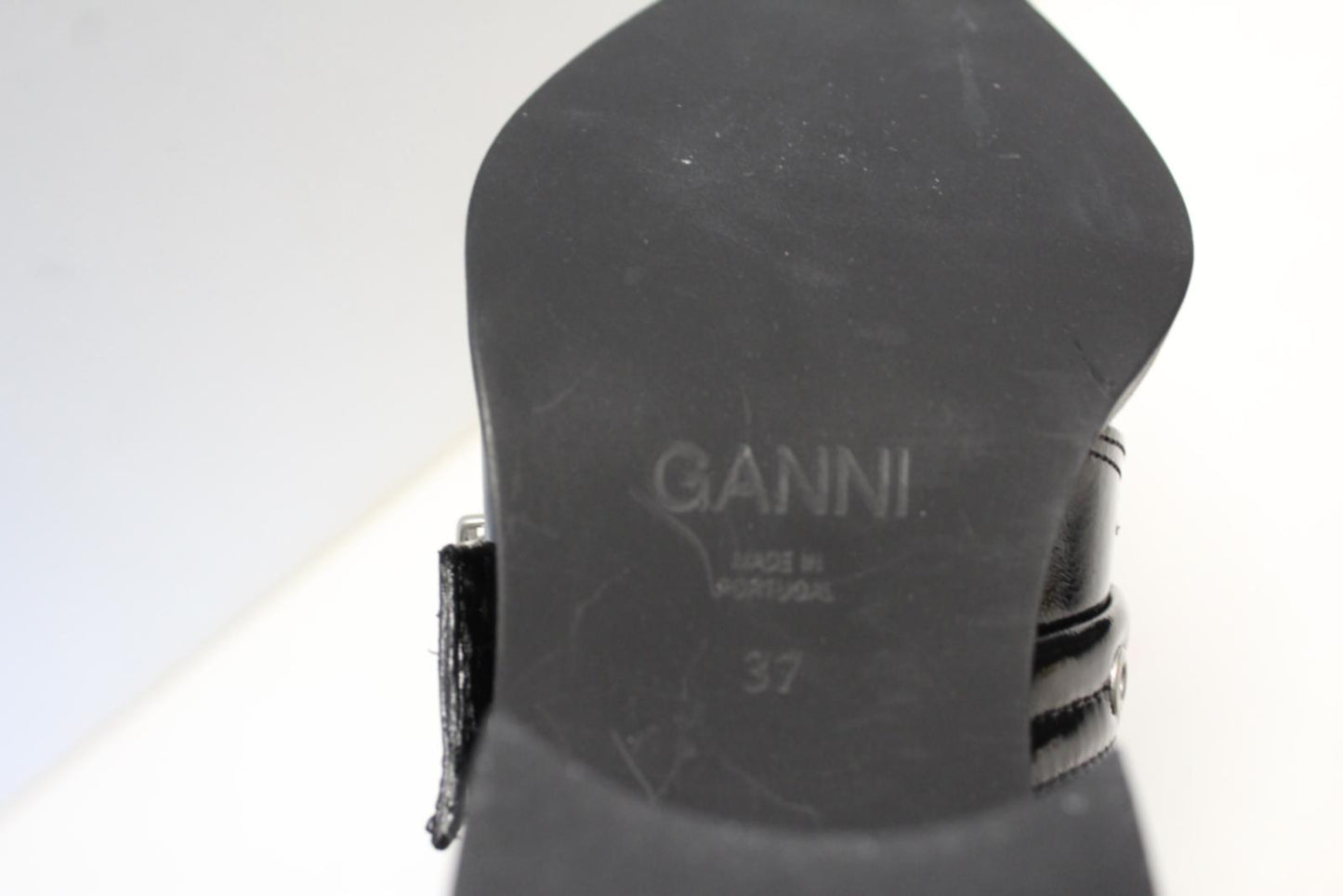 GANNI Ladies S2224 Black Chunky Buckle Open Cut Ankle Boots EU37 UK4 NEW RRP370