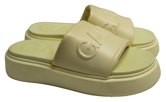 GANNI Ladies Pale Banana Yellow Vegan Leather Slides Sandals EU36 UK3 NEW RRP175
