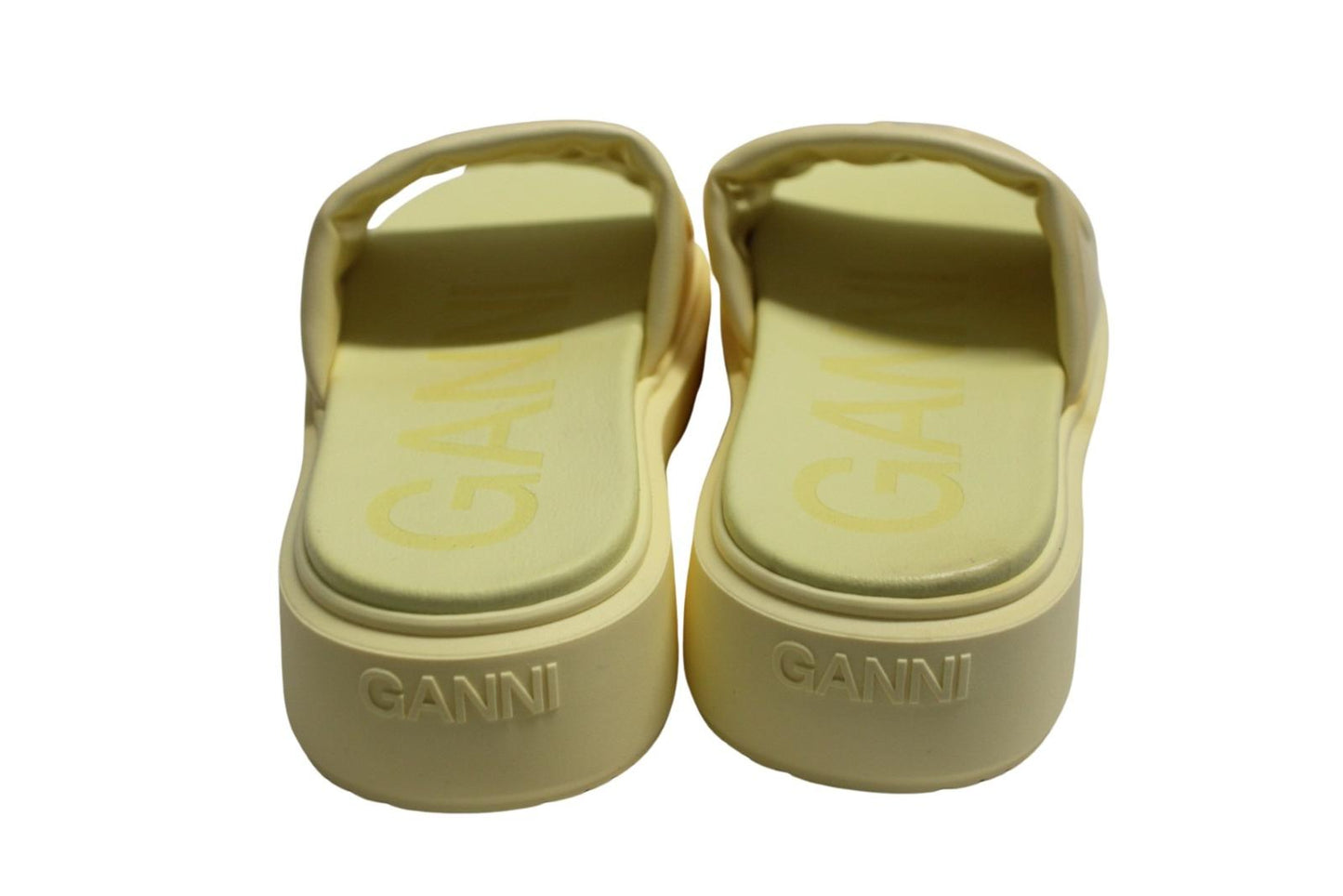 GANNI Ladies Pale Banana Yellow Vegan Leather Slides Sandals EU36 UK3 NEW RRP175