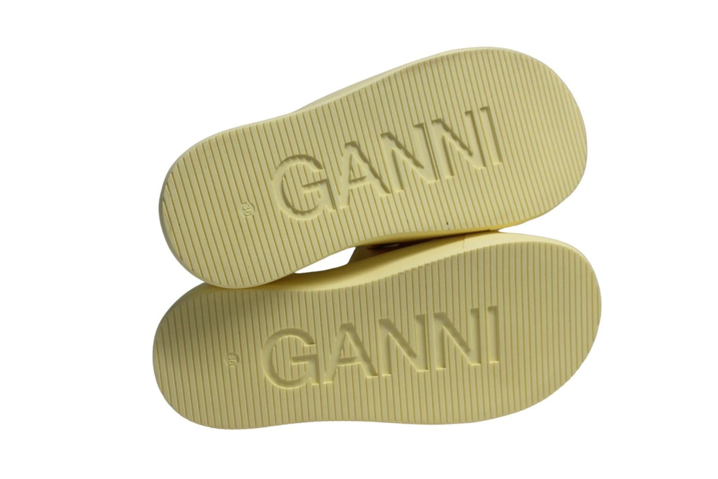 GANNI Ladies Pale Banana Yellow Vegan Leather Slides Sandals EU36 UK3 NEW RRP175