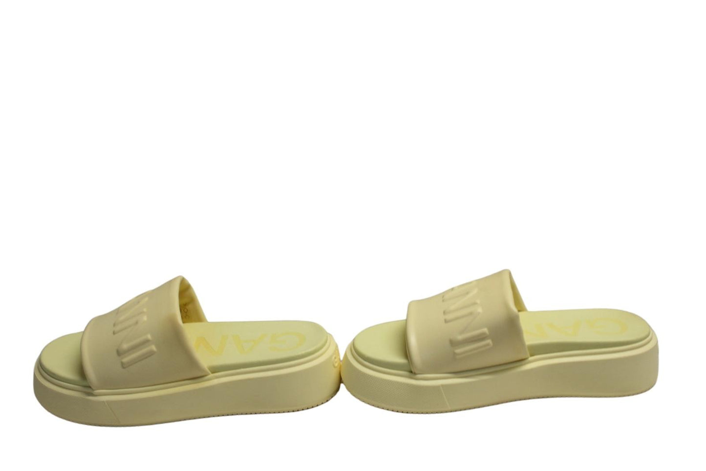 GANNI Ladies Pale Banana Yellow Vegan Leather Slides Sandals EU36 UK3 NEW RRP175