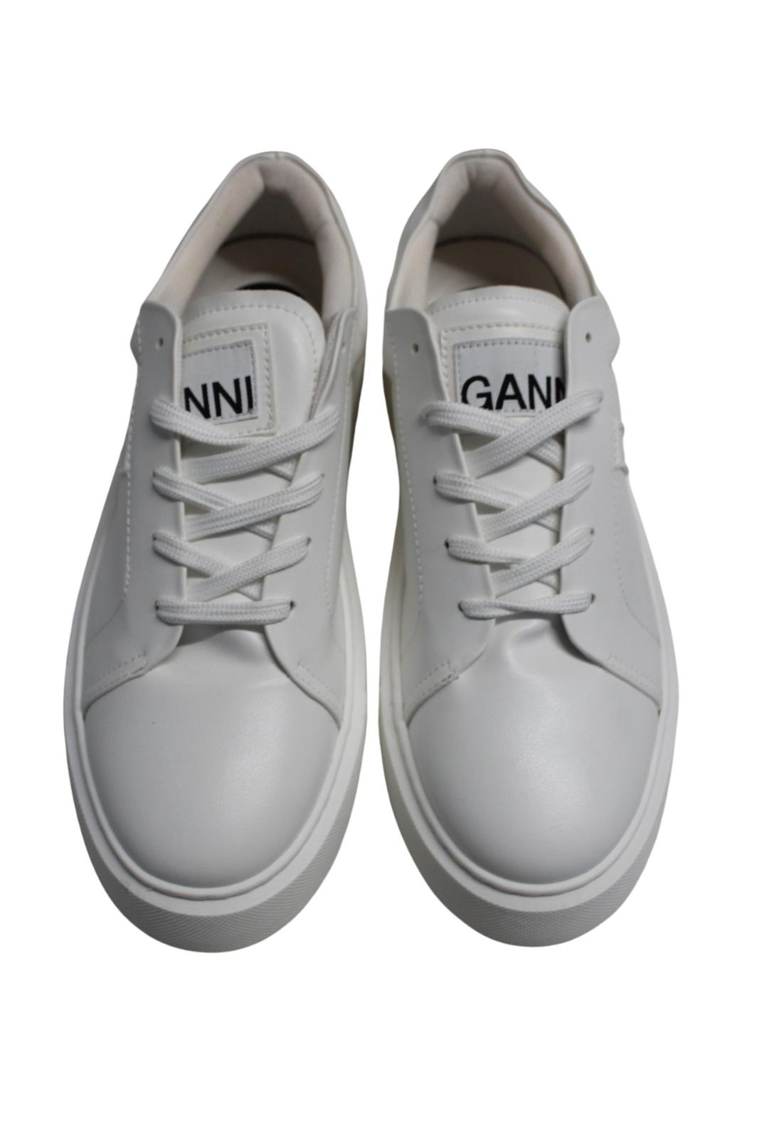 GANNI Ladies S1920 Egret White Vegan Leather Low Sneakers EU40 UK7 NEW RRP170