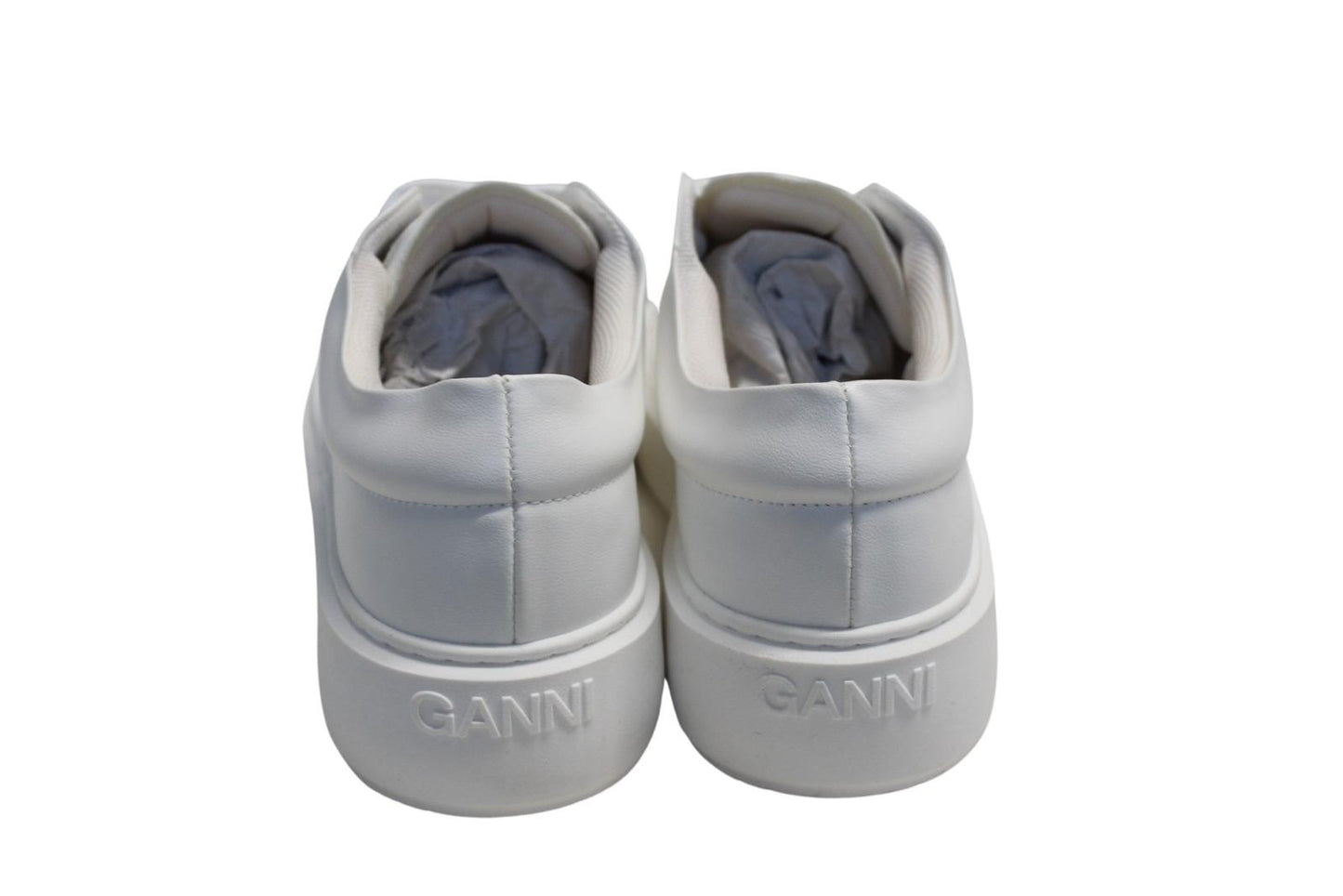 GANNI Ladies S1920 Egret White Vegan Leather Low Sneakers EU40 UK7 NEW RRP170