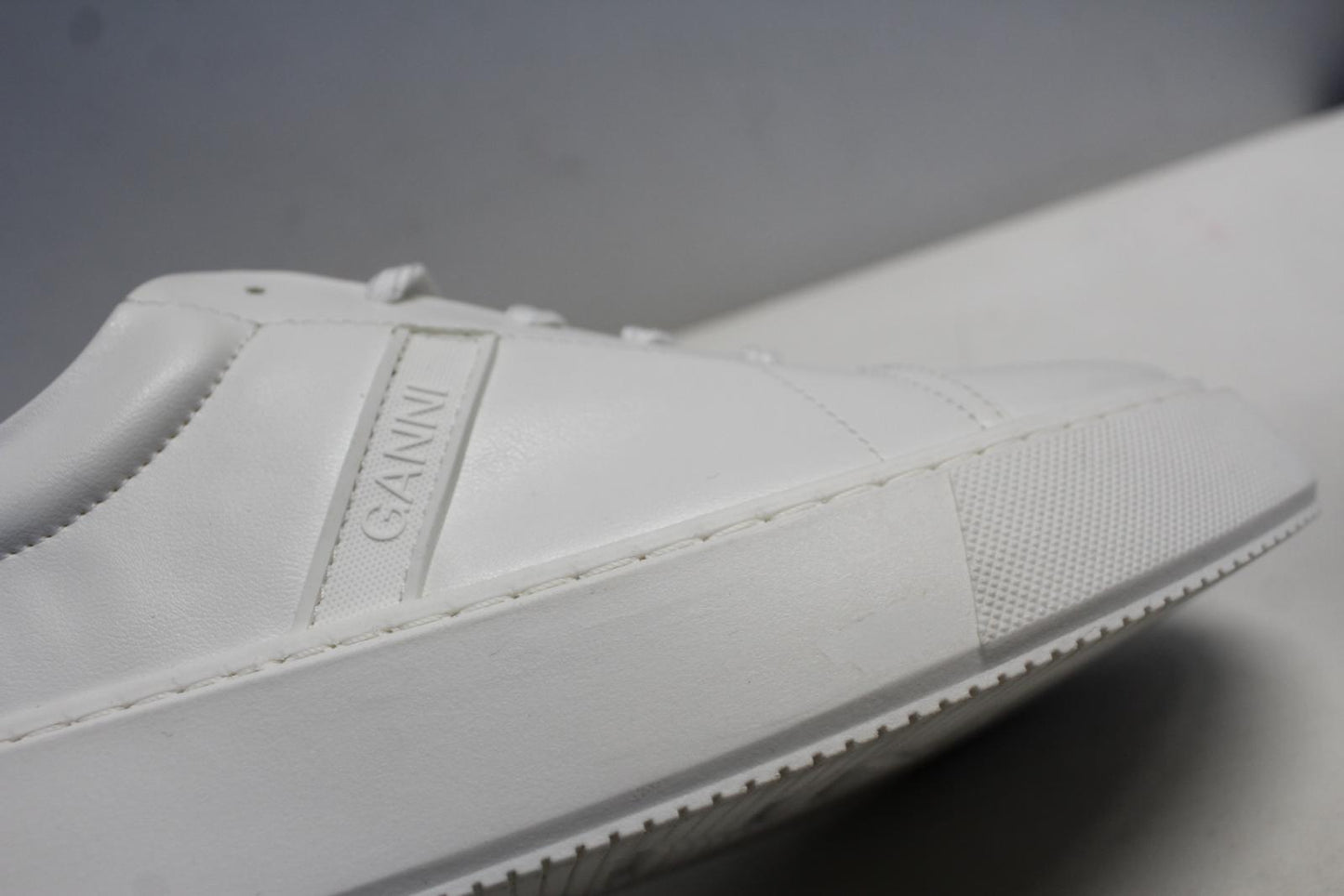 GANNI Ladies S1920 Egret White Vegan Leather Low Sneakers EU40 UK7 NEW RRP170
