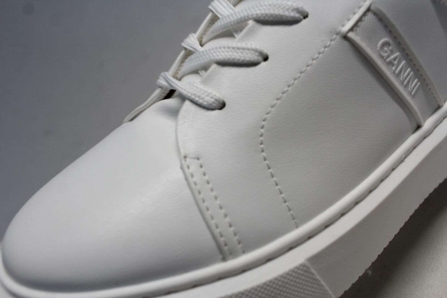 GANNI Ladies S1920 Egret White Vegan Leather Low Sneakers EU40 UK7 NEW RRP170