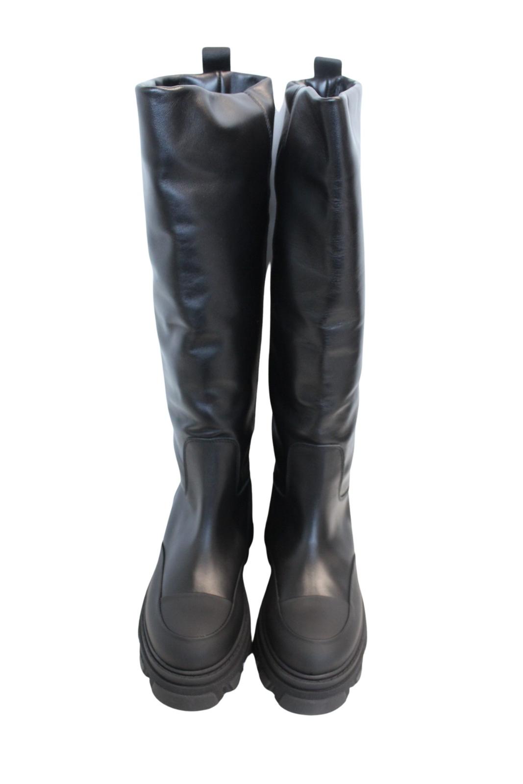 GANNI  Chunky Boots S1649 Black 85 Leather Knee High Womens EU40 UK7 NEW RRP405