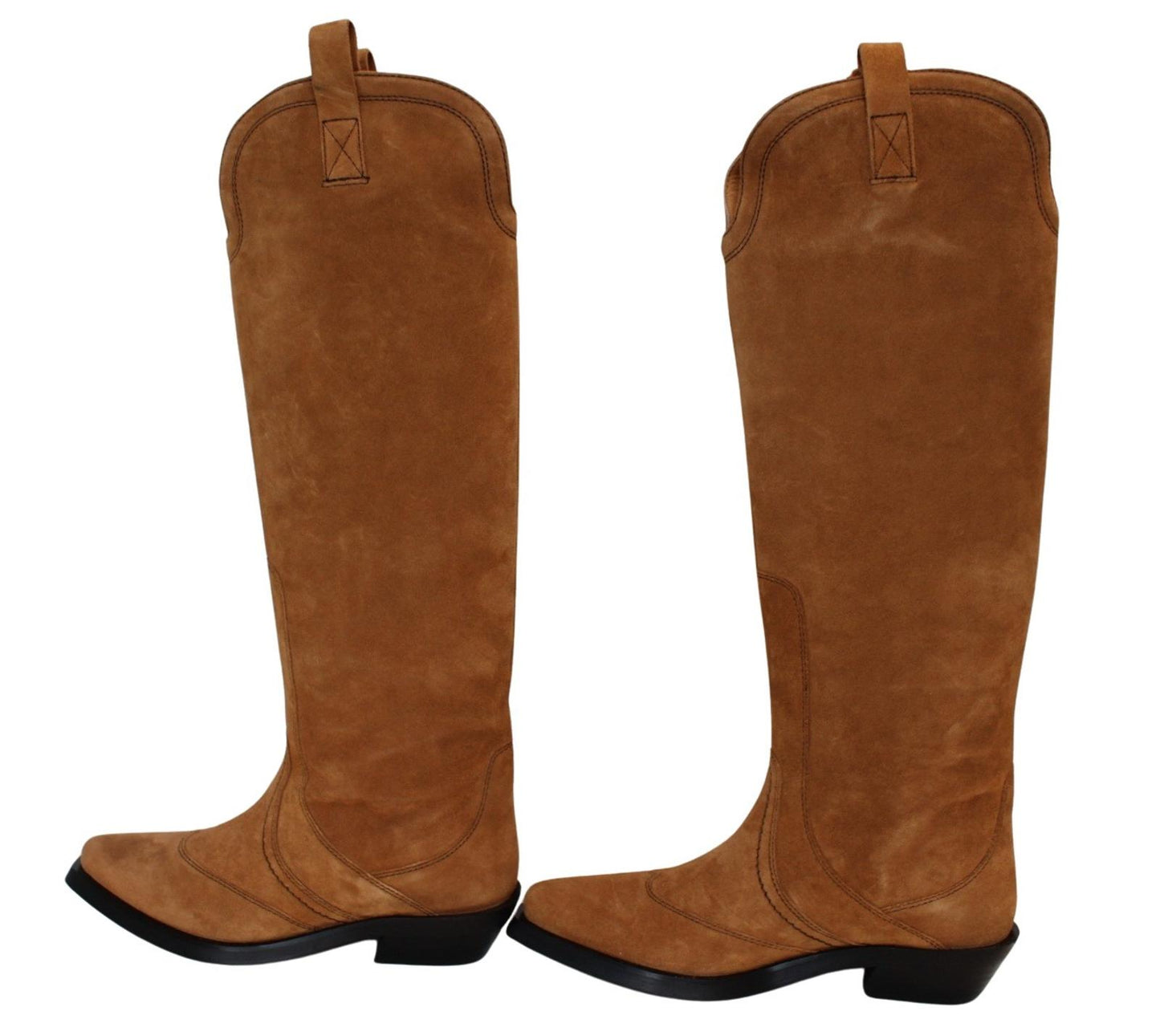 GANNI Western Boots S1728 Tobacco Brown Suede Knee High EU40 UK7 NEW RRP430