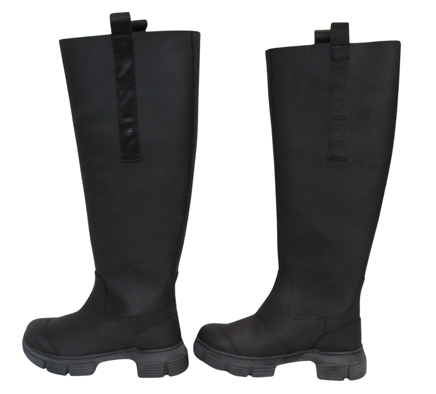 GANNI Country Boots S1527 Black Rubber Knee High Womens EU35 UK2 NEW RRP215
