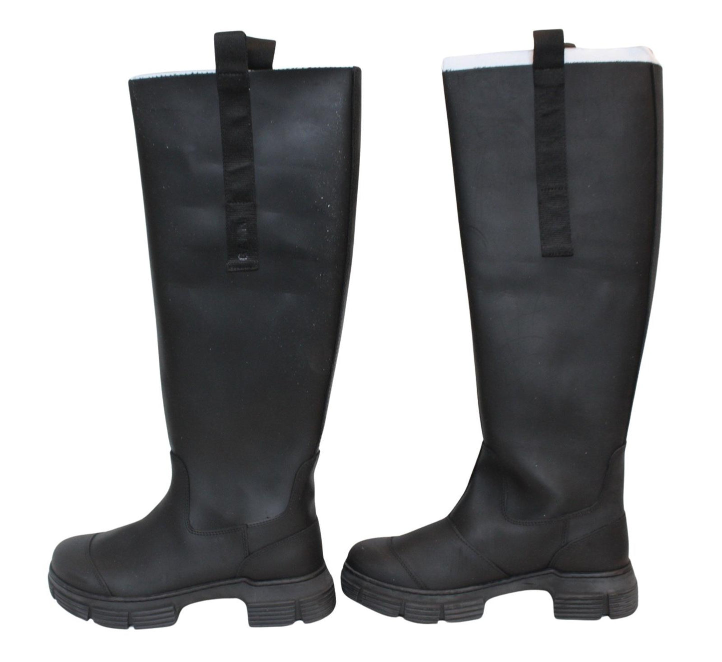 GANNI Country Boots S1527 Black Rubber Knee High Womens EU37 UK4 NEW RRP215