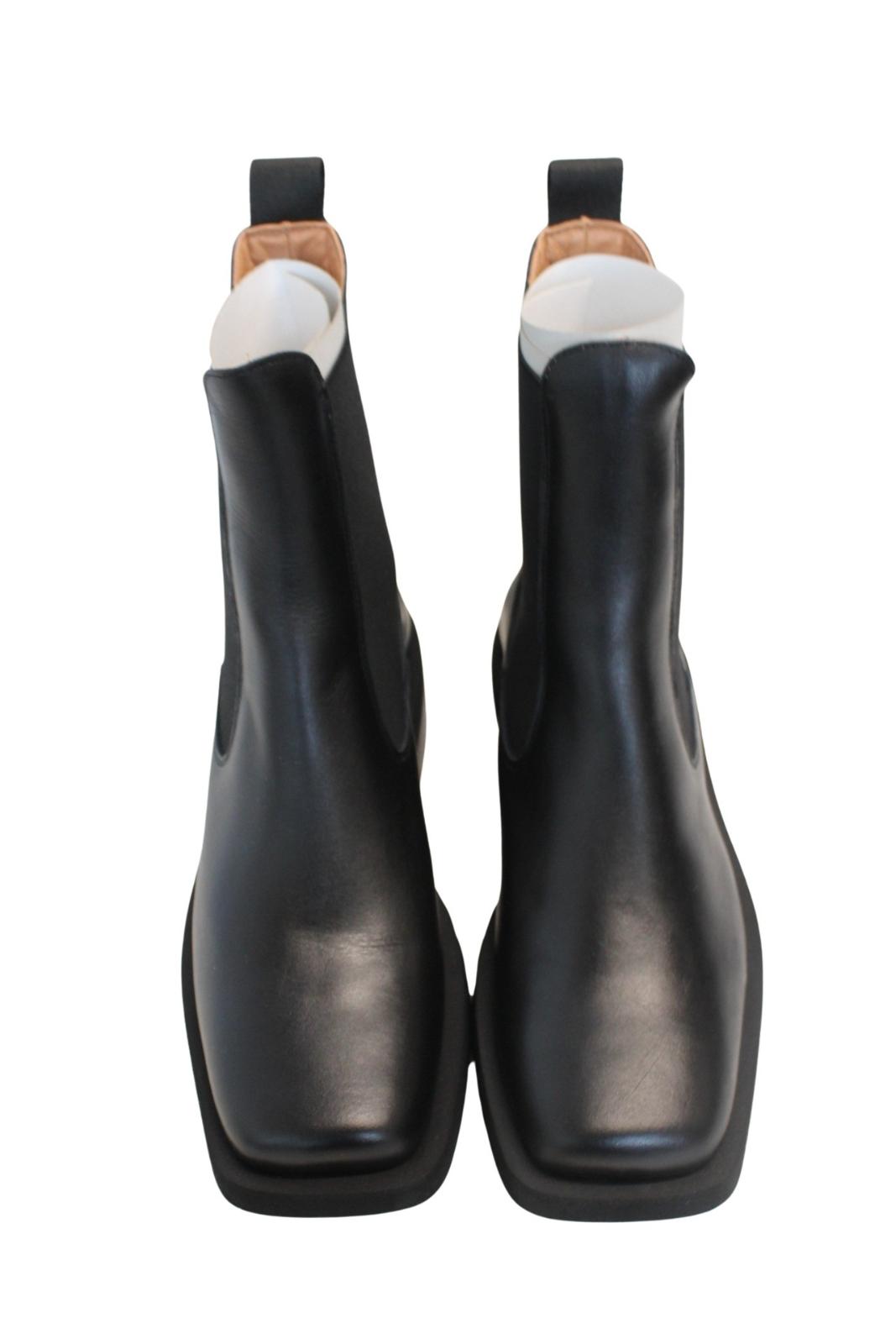 GANNI Chelsea Boots S1905 Black Leather Square Toe Womens EU38 UK5 NEW RRP355