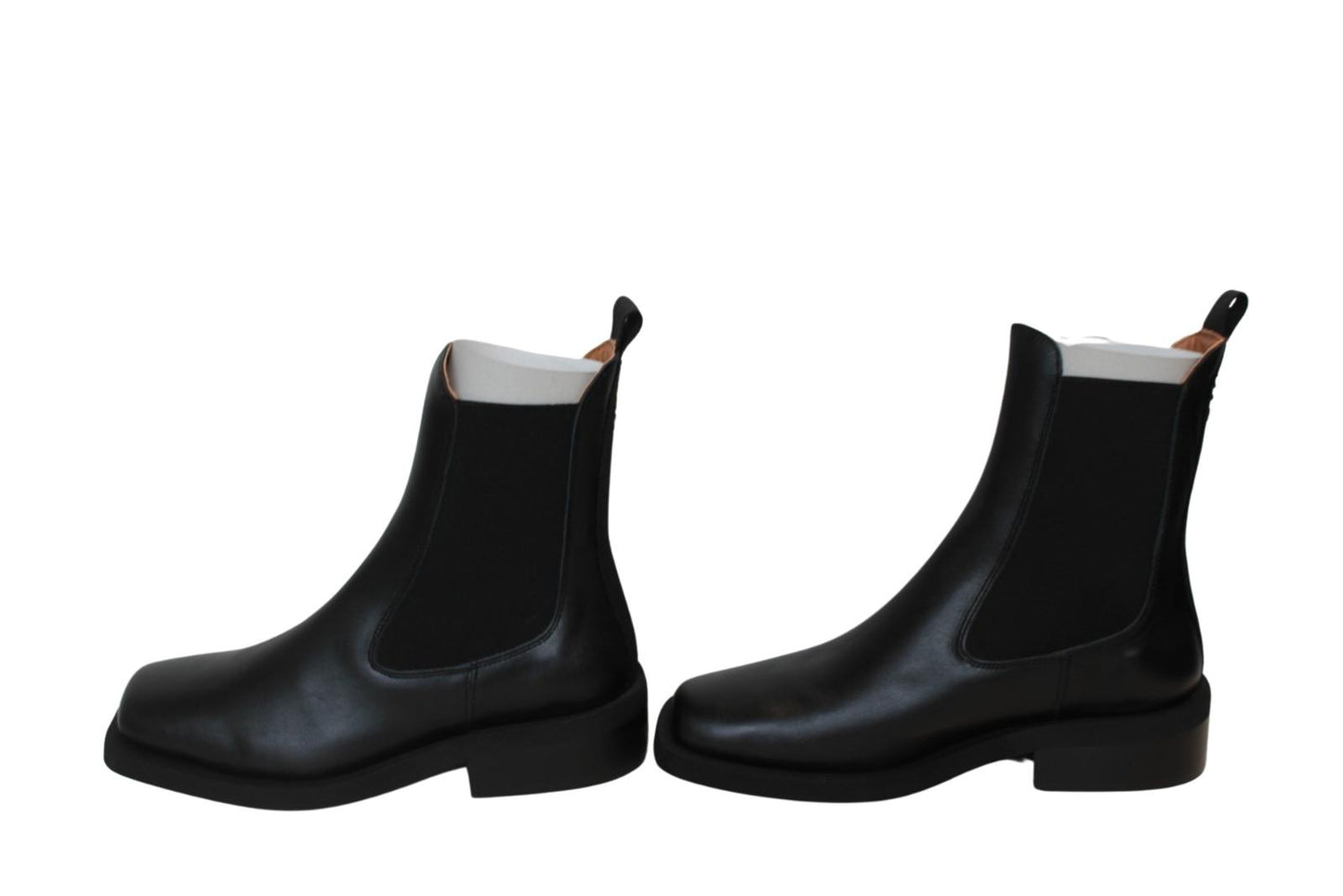 GANNI Chelsea Boots S1905 Black Leather Square Toe Womens EU38 UK5 NEW RRP355