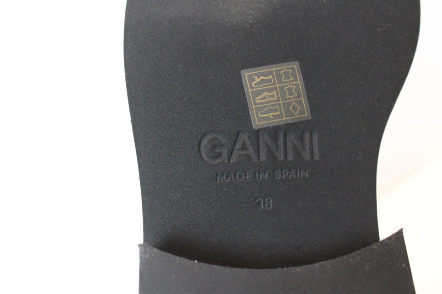 GANNI Chelsea Boots S1905 Black Leather Square Toe Womens EU38 UK5 NEW RRP355
