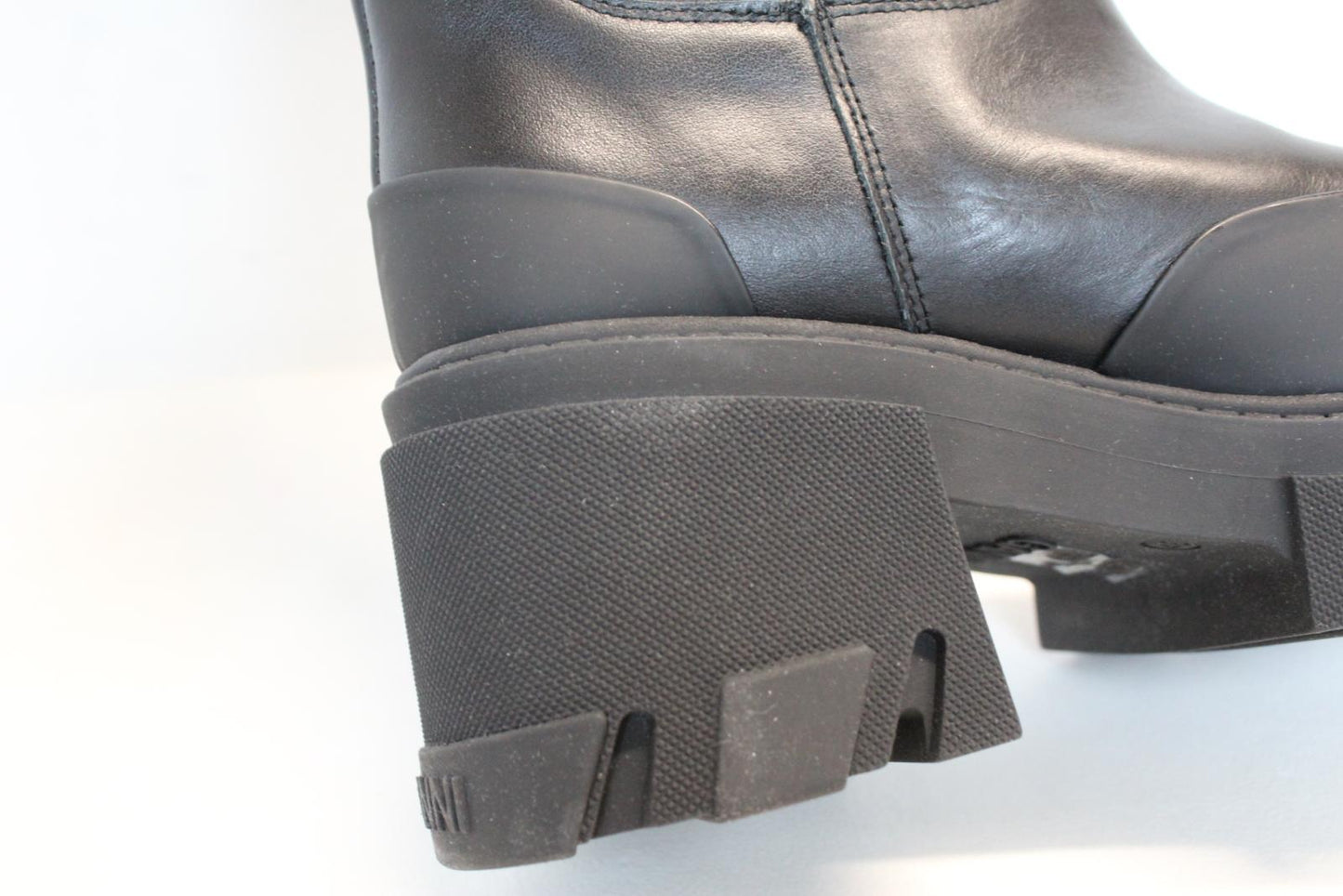 GANNI Chunky Boots S1649 Black 85 Leather Knee High Womens EU37 UK4 NEW RRP405
