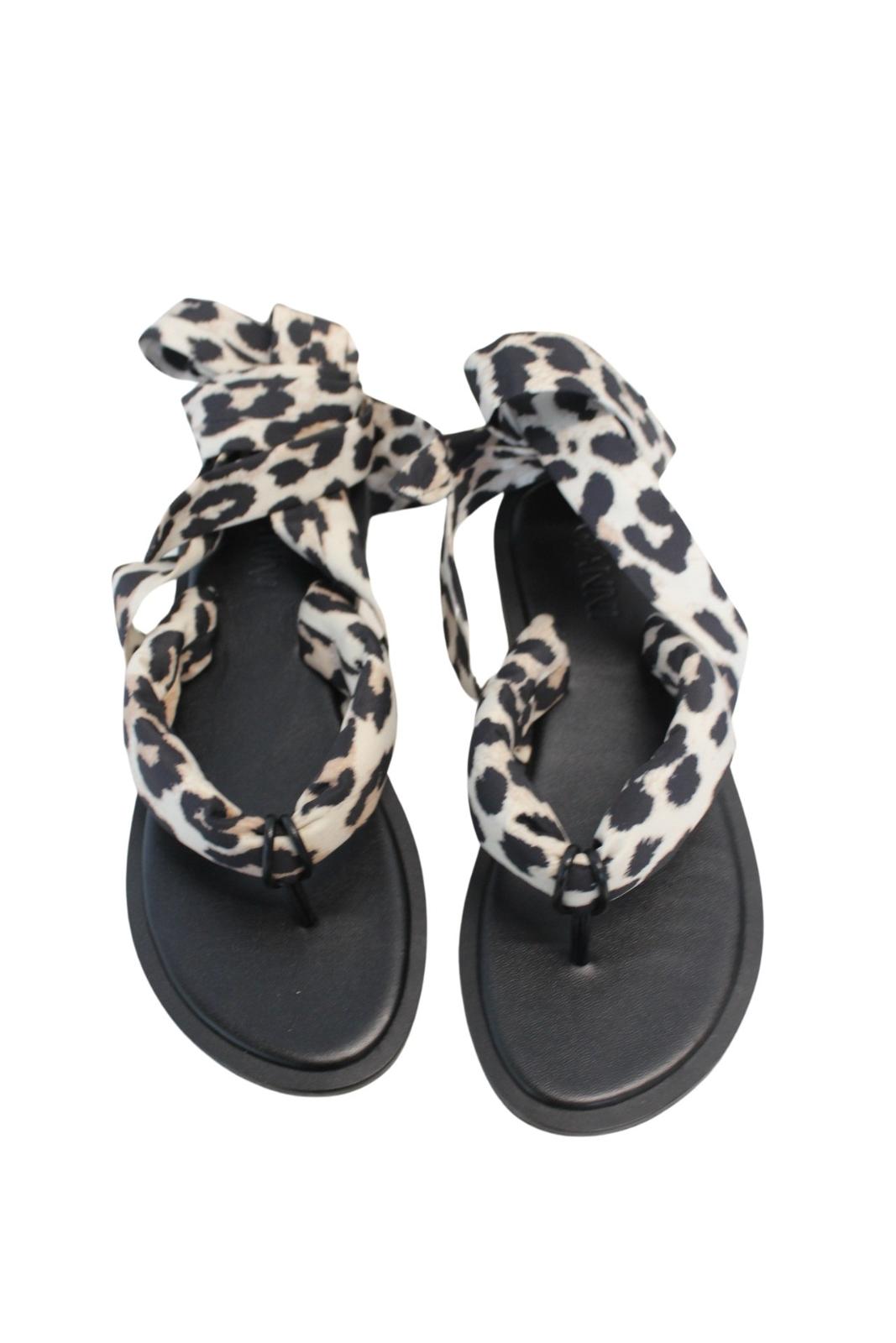 GANNI Sandal Shoes S1558 Leopard Recycled Tech Fabric Flat EU36 UK3 NEW RRP115