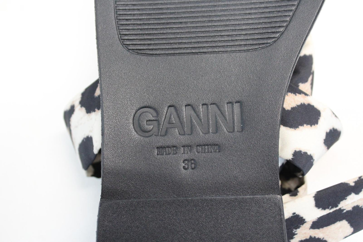 GANNI Sandal Shoes S1558 Leopard Recycled Tech Fabric Flat EU36 UK3 NEW RRP115