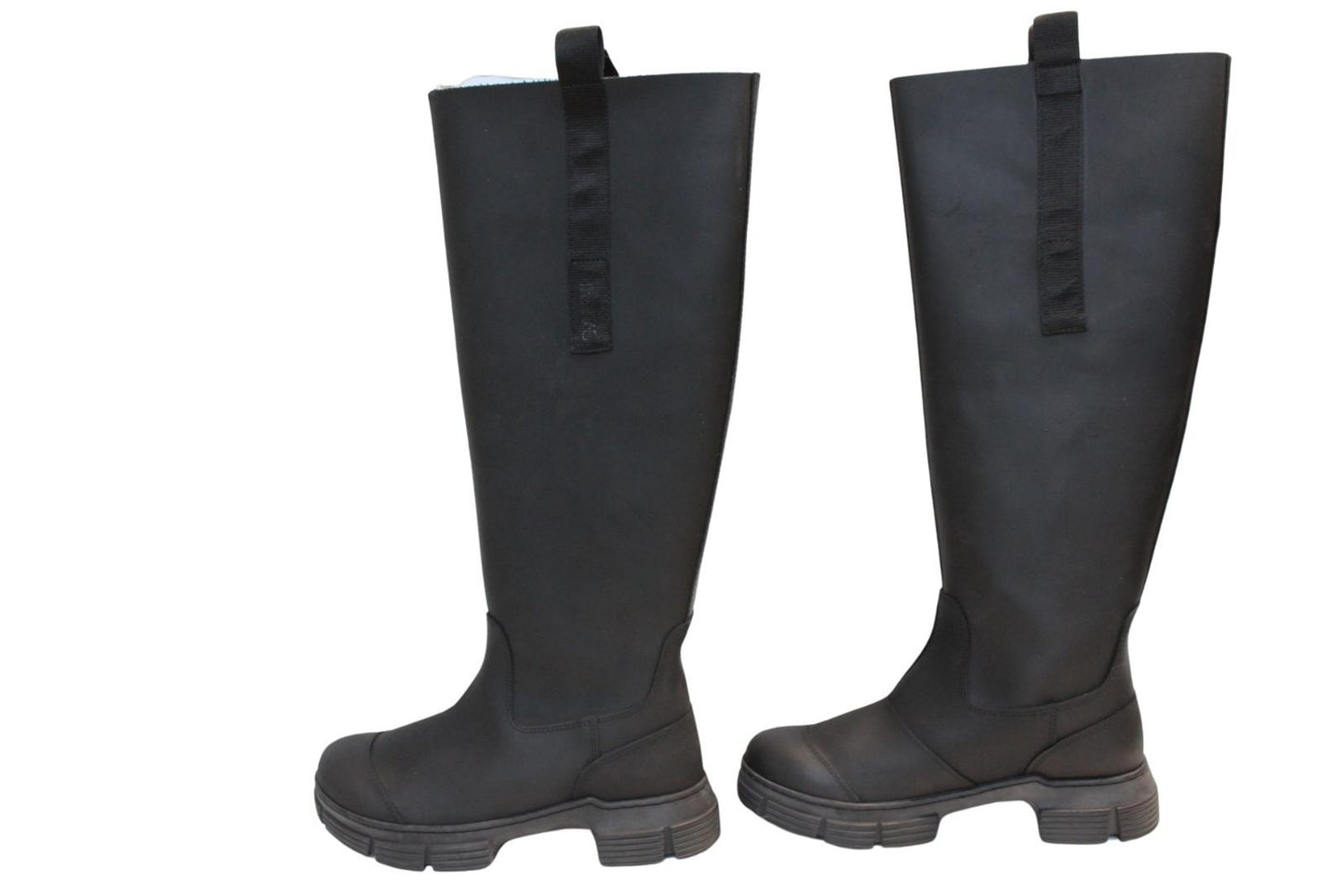 GANNI Ladies S1527 Black Recycled Rubber Country Boots EU38 UK5 NEW RRP215