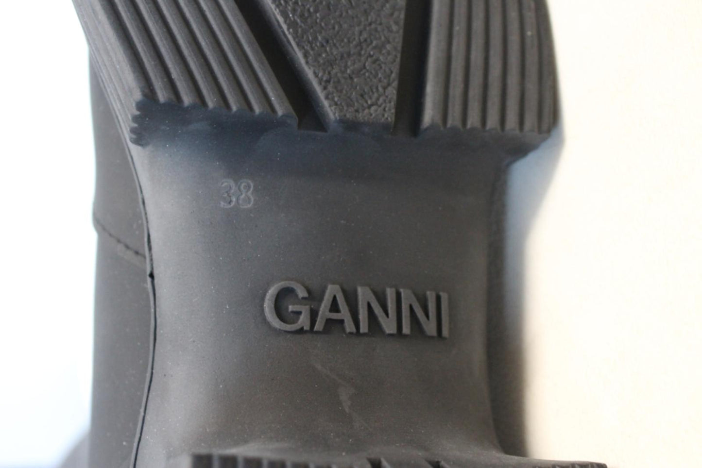 GANNI Ladies S1527 Black Recycled Rubber Country Boots EU38 UK5 NEW RRP215