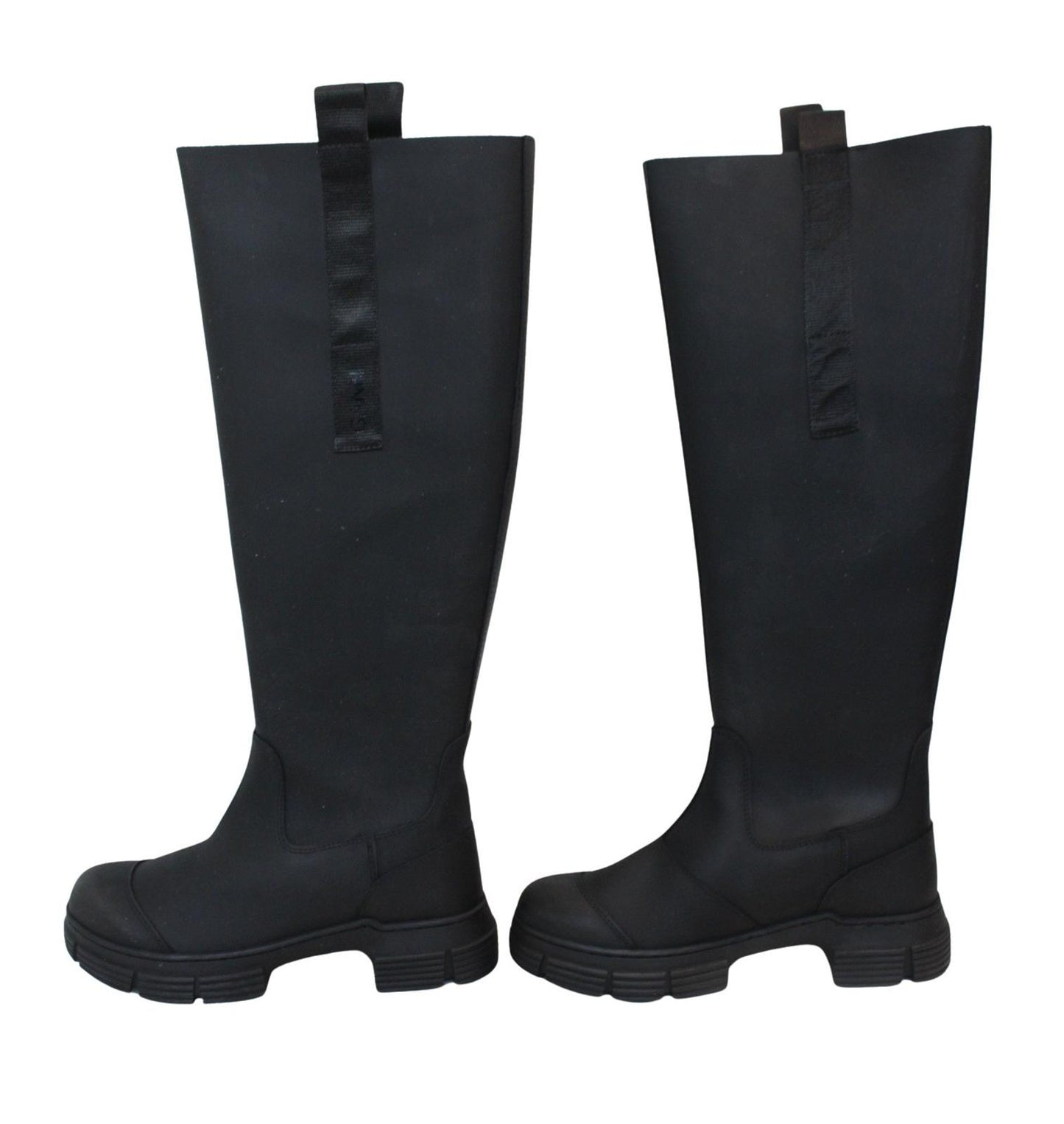 GANNI Ladies S1527 Black Recycled Rubber Country Boots EU36 UK3 NEW RRP215