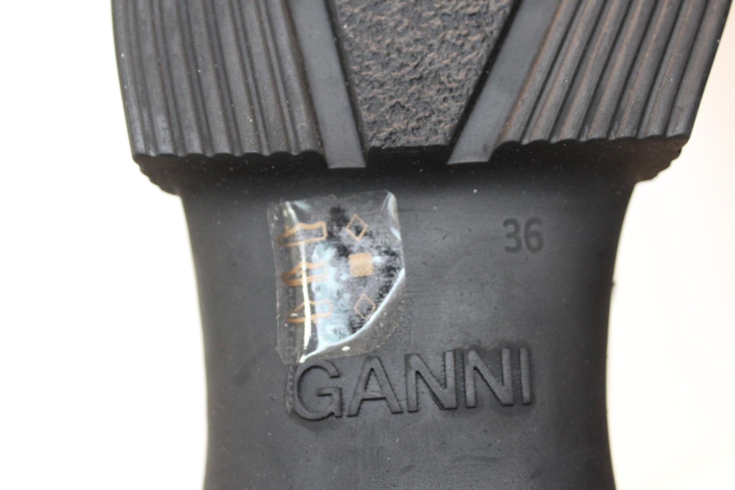 GANNI Ladies S1527 Black Recycled Rubber Country Boots EU36 UK3 NEW RRP215