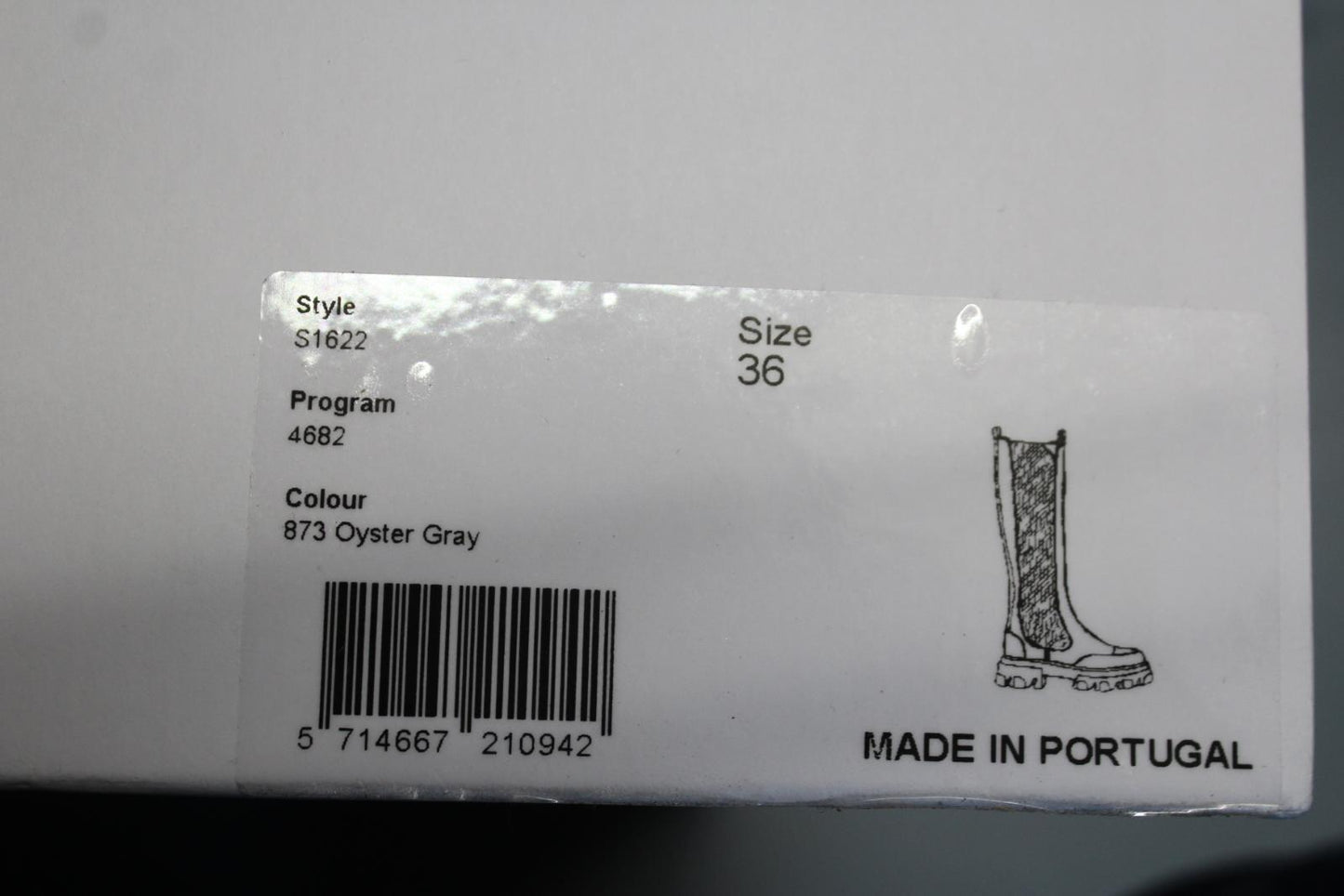 GANNI Ladies S1622 Oyster Grey Black Knee High Leather Boots EU36 UK3 NEW RRP355
