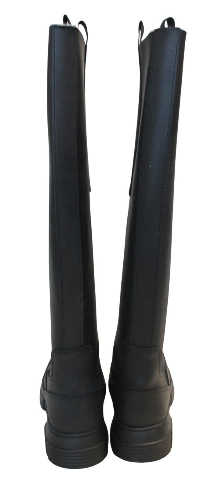 GANNI Ladies S1527 Black Rubber Knee High Country Boots EU36 UK3 NEW RRP215