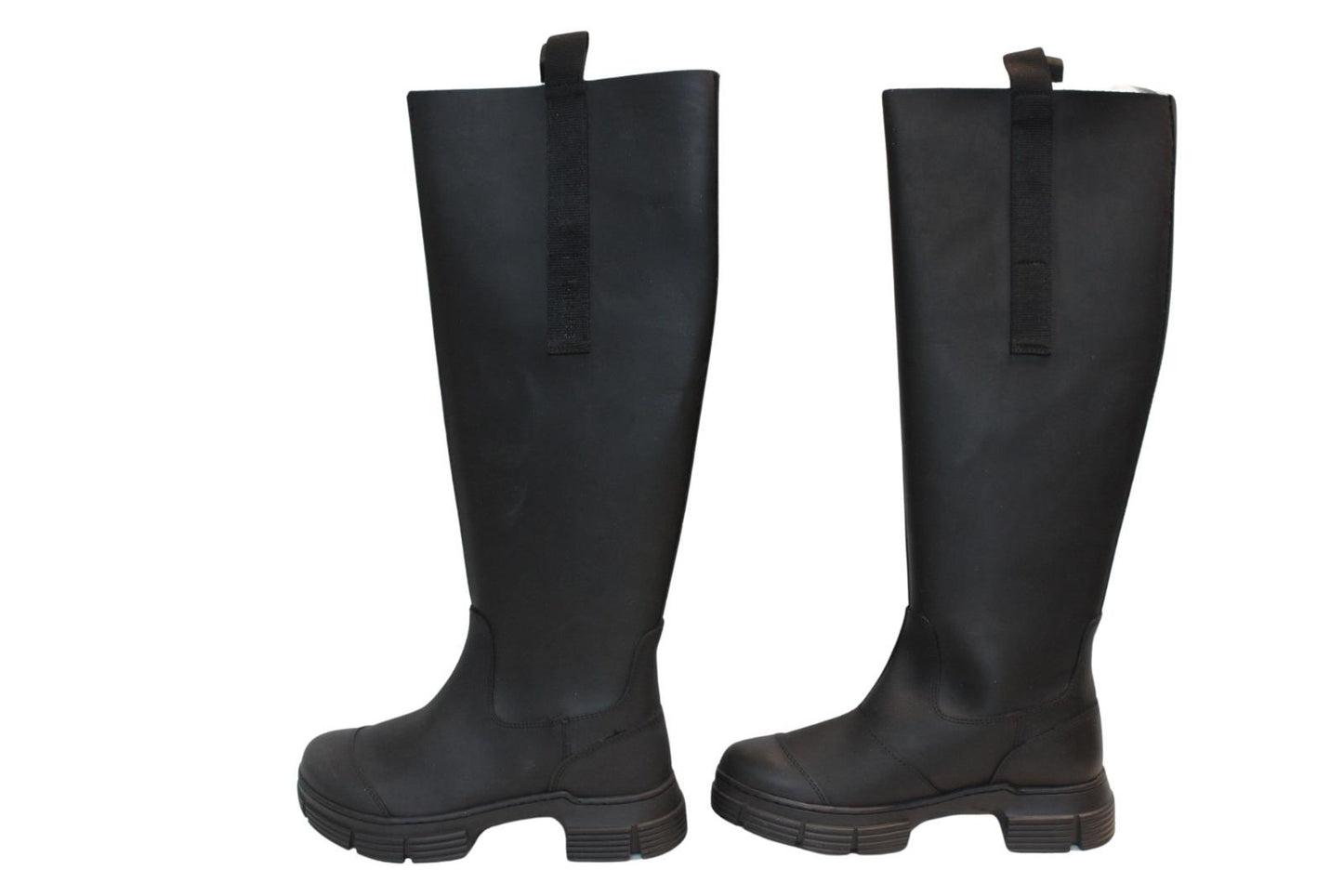 GANNI Ladies S1527 Black Rubber Knee High Country Boots EU36 UK3 NEW RRP215
