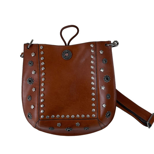 ISABEL MARANT OSKAN STUD BROWN LEATHER SHOULDER BAG OS - NEW RRP 975