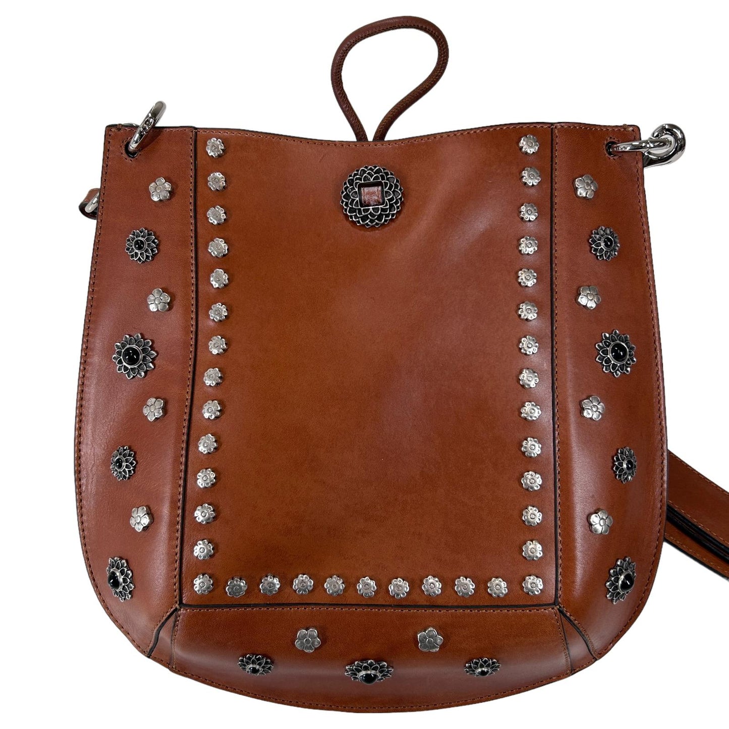 ISABEL MARANT OSKAN STUD BROWN LEATHER SHOULDER BAG OS - NEW RRP 975