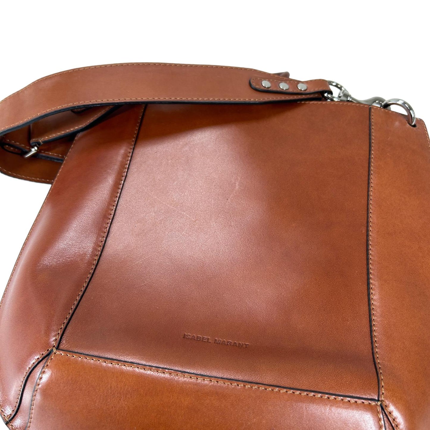 ISABEL MARANT OSKAN STUD BROWN LEATHER SHOULDER BAG OS - NEW RRP 975