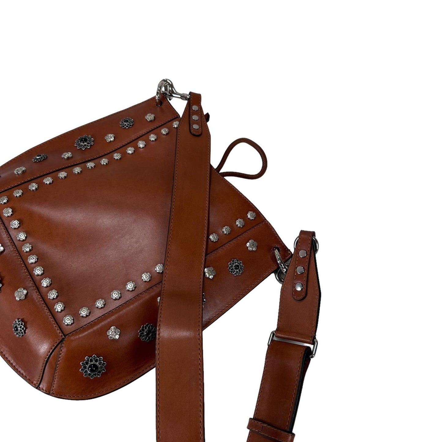 ISABEL MARANT OSKAN STUD BROWN LEATHER SHOULDER BAG OS - NEW RRP 975