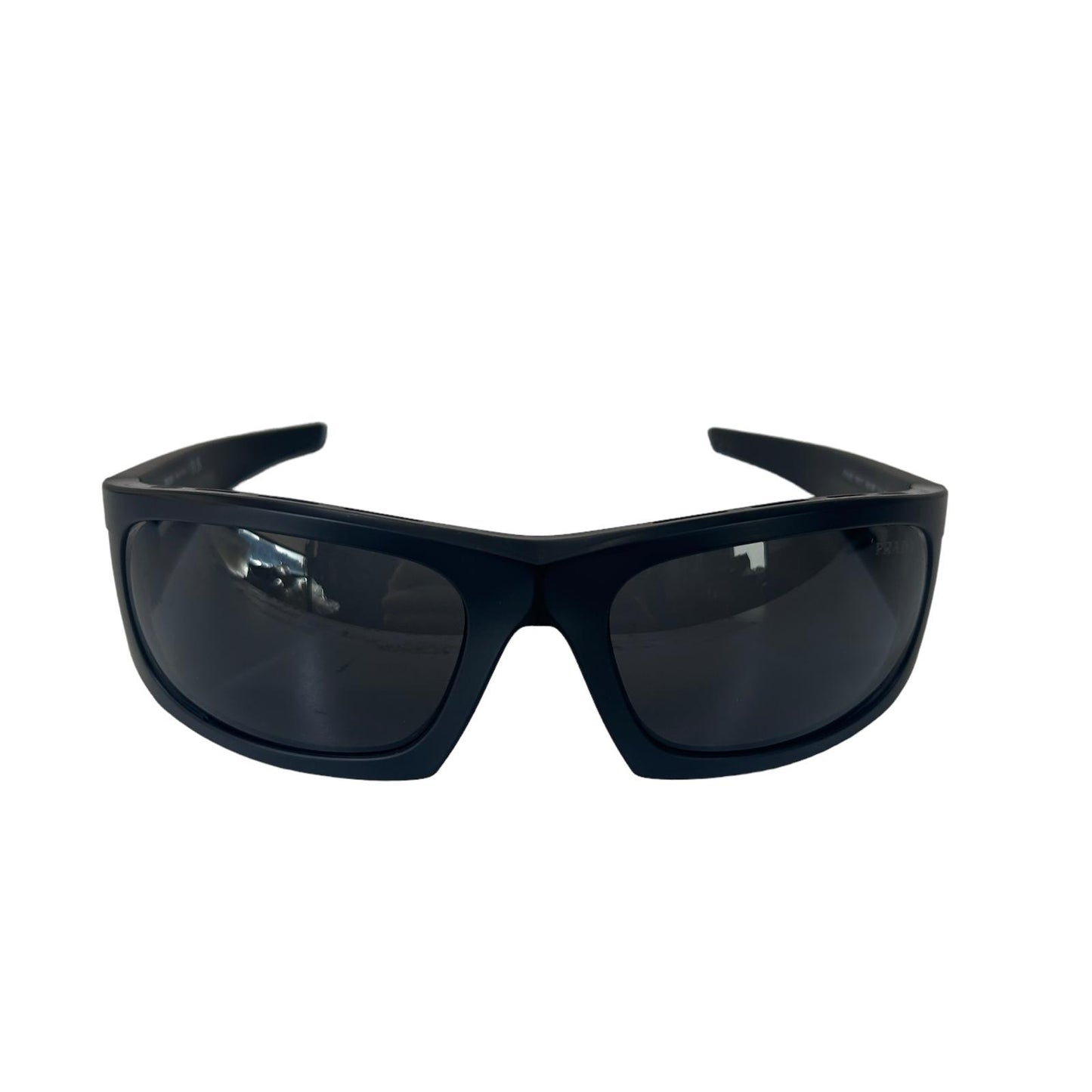 PRADA EYEWEAR LINEA SPORT WRAP LOGO SUNGLASSES BLACK NEW DEFECT