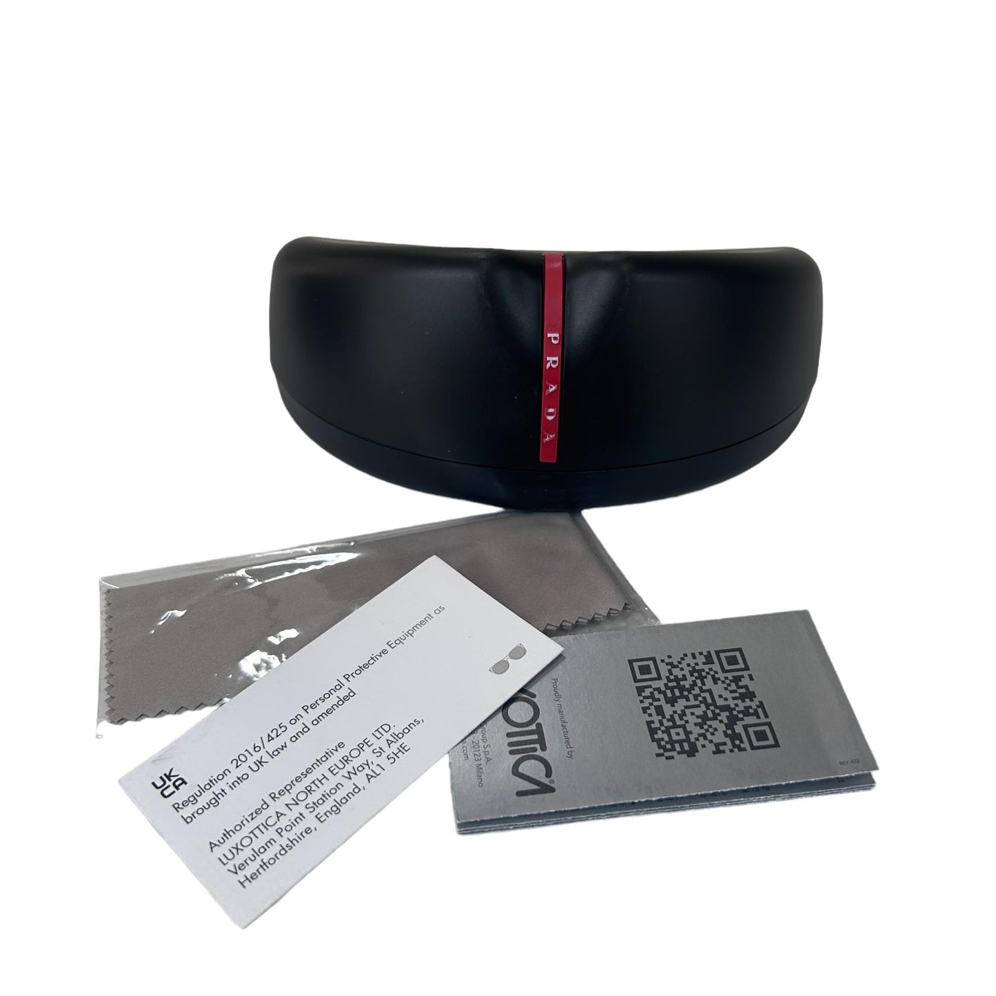 PRADA EYEWEAR LINEA SPORT WRAP LOGO SUNGLASSES BLACK NEW DEFECT