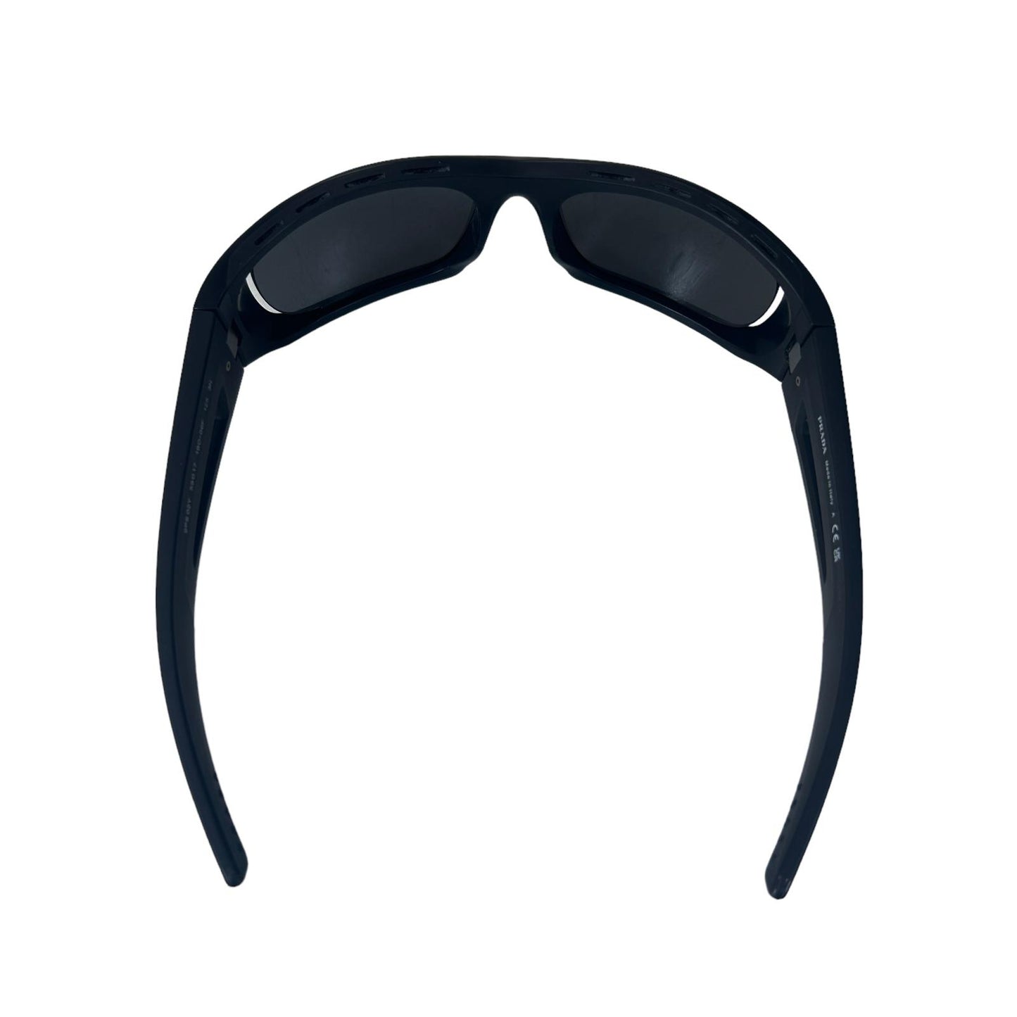 PRADA EYEWEAR LINEA SPORT WRAP LOGO SUNGLASSES BLACK NEW DEFECT