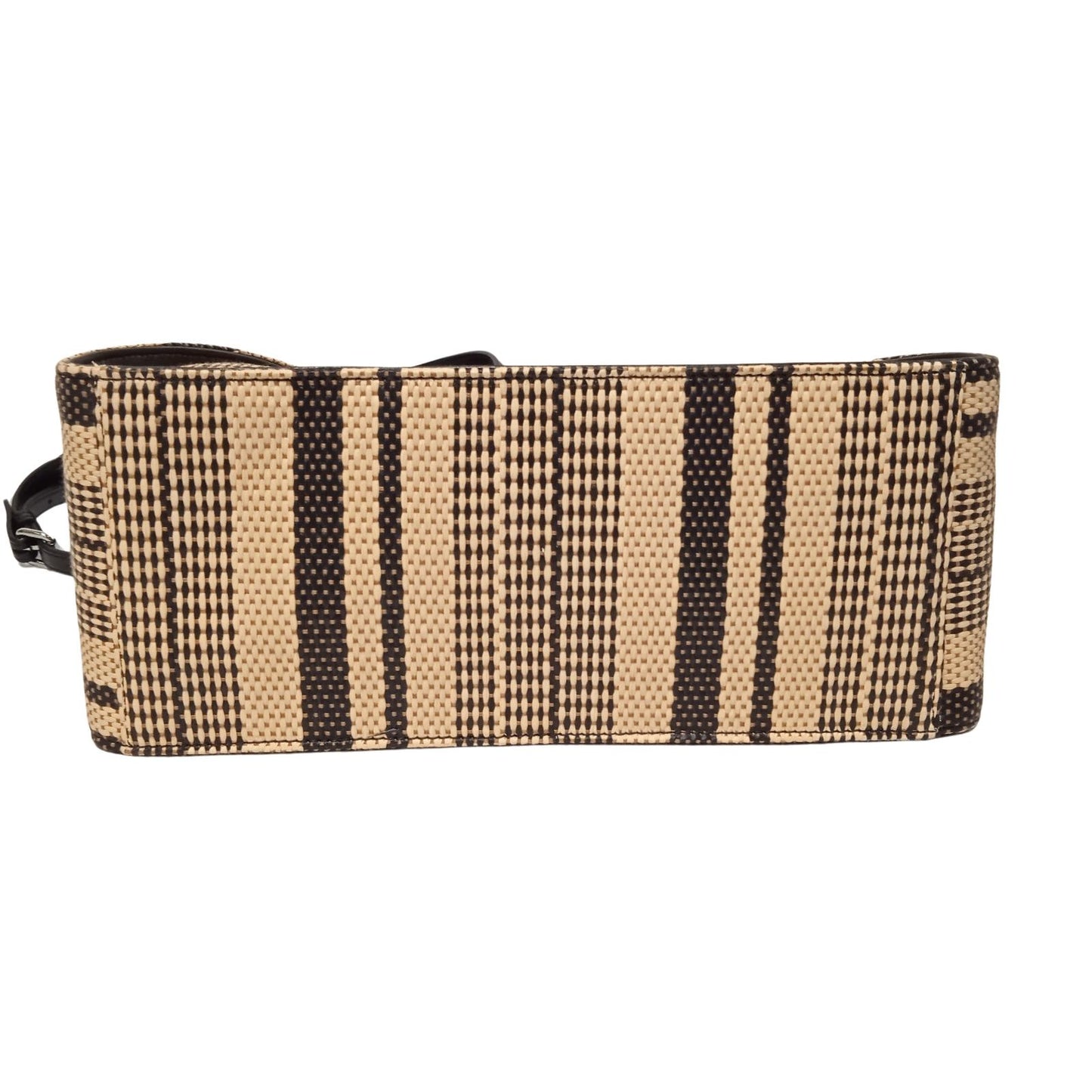 STELLA MCCARTNEY Ladies Beige & Black Striped Raffia Crossbody Bag M RRP795 NEW