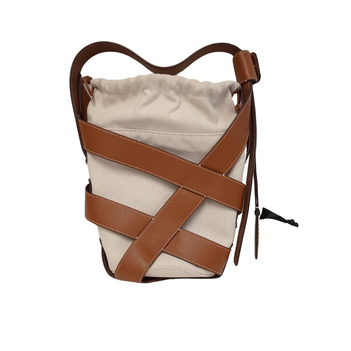 STAUD Ladies Brown/Beige Canvas & Leather Small Hive Bucket Bag RRP295 NEW